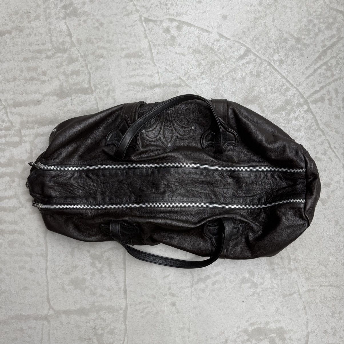 Chrome Hearts Chrome Hearts Rare Brown Leather Fleur XL Duffel Bag Size ONE SIZE - 4 Thumbnail