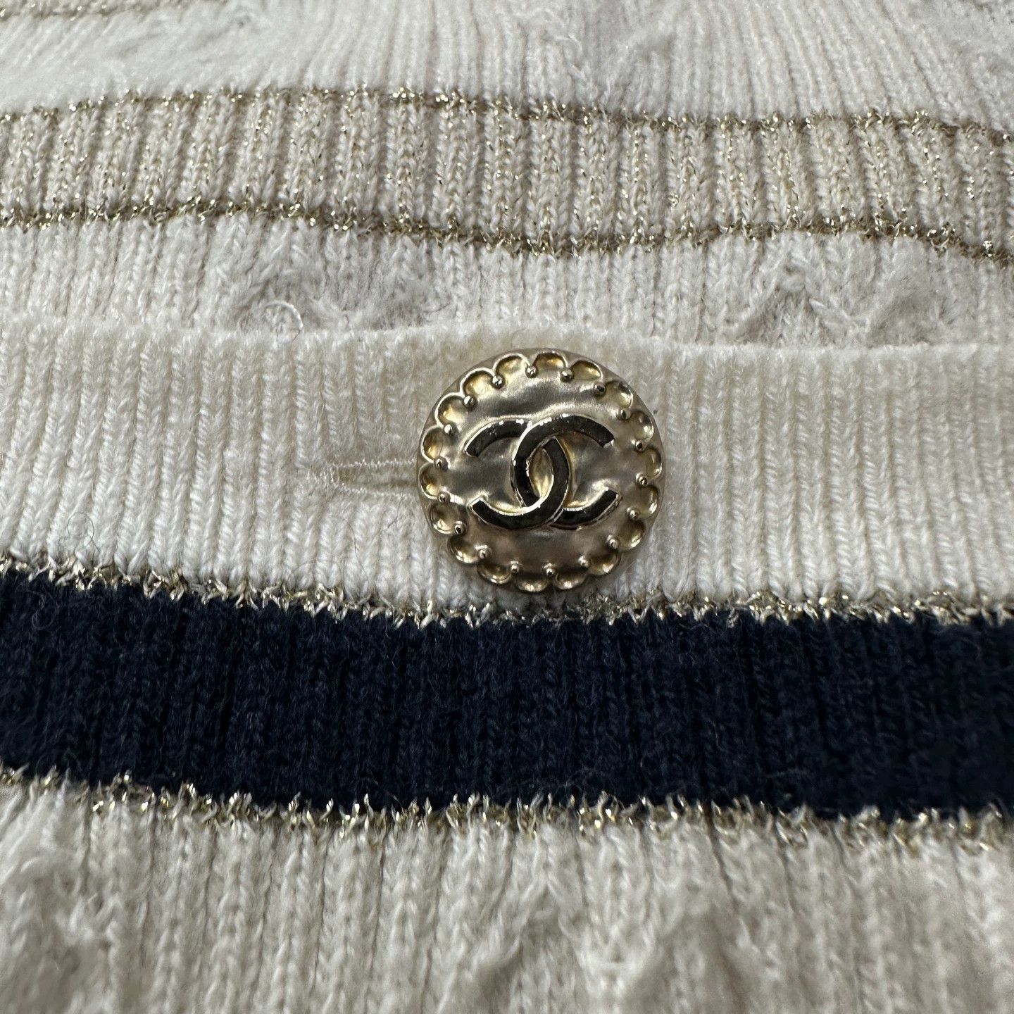 Chanel Chanel apr117 22B Stripe Logo Cashmere Cardigan 36 Size XS / US 0-2 / IT 36-38 - 6 Thumbnail