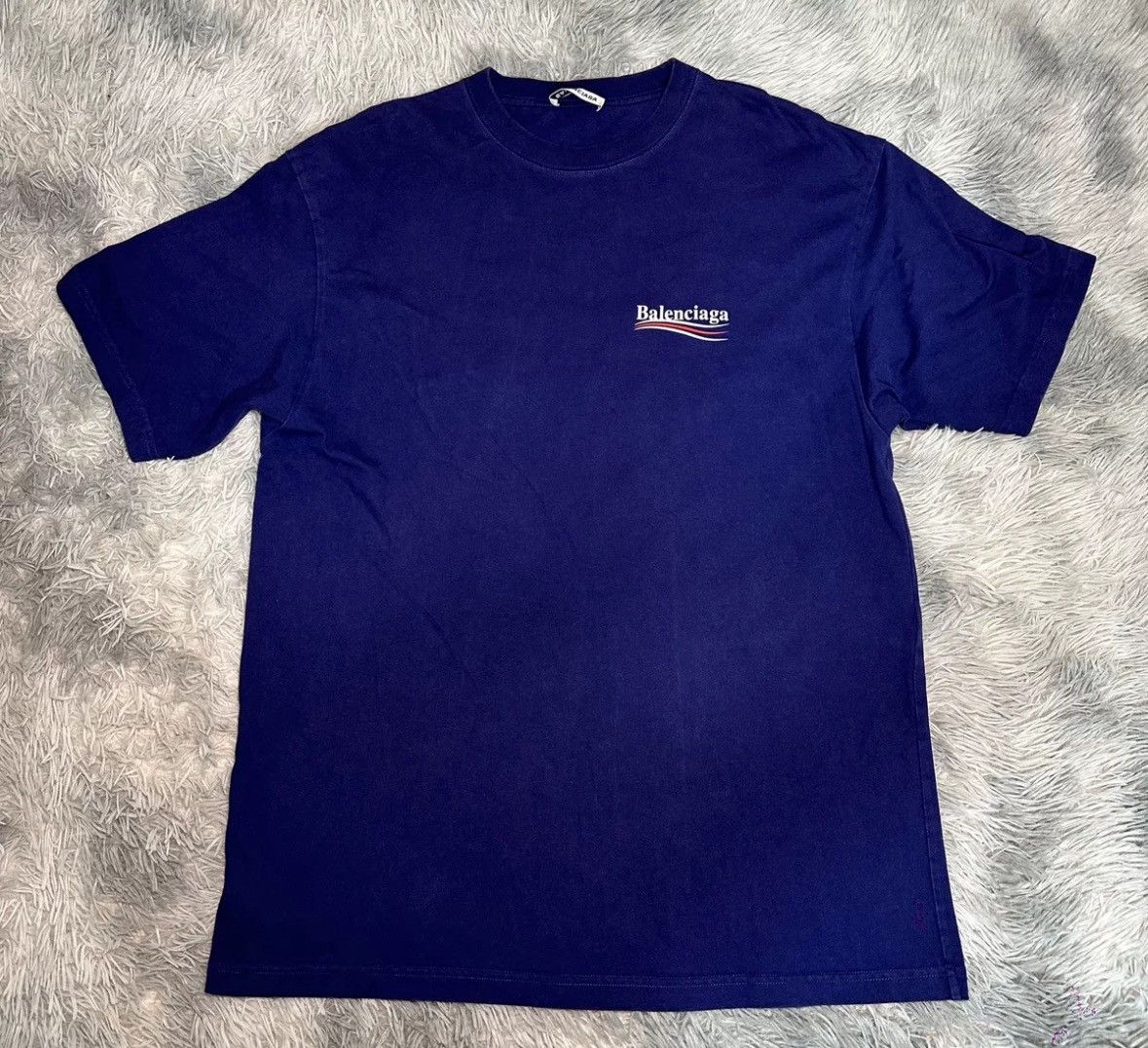 Balenciaga Balenciaga Blue Cola Wave Letter Logo Short Sleeve Size US M / EU 48-50 / 2 - 3 Thumbnail