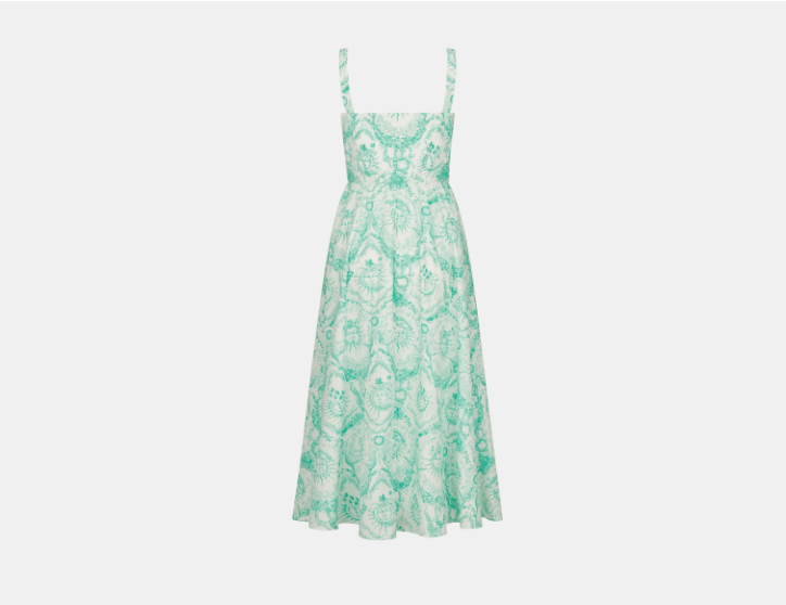 Dior o1w1db10925 441D57 Mid-Length Dress in White/Aquamarina Size L / US 10 / IT 46 - 2 Thumbnail