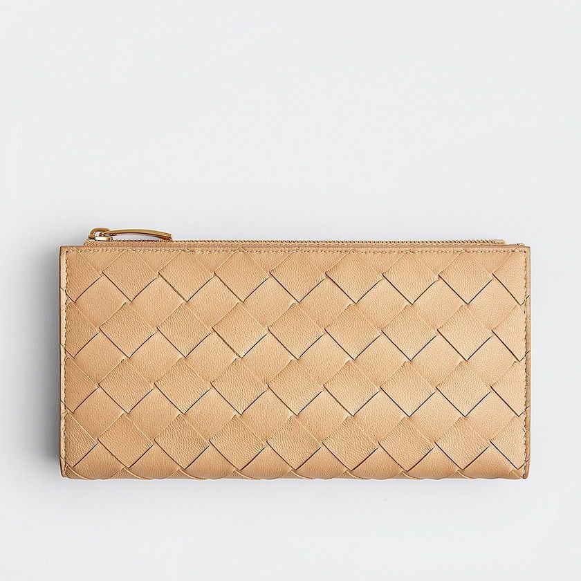 Bottega Veneta o1n1vont1224 Size: OS / Large Bi-Fold Zip Wallet in Almond Size ONE SIZE - 1 Thumbnail