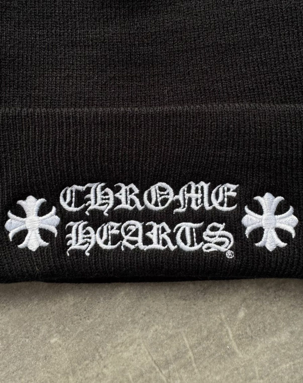 Chrome Hearts Chrome Hearts Cross Slogan Embroidered Beanie Size ONE SIZE - 6 Thumbnail