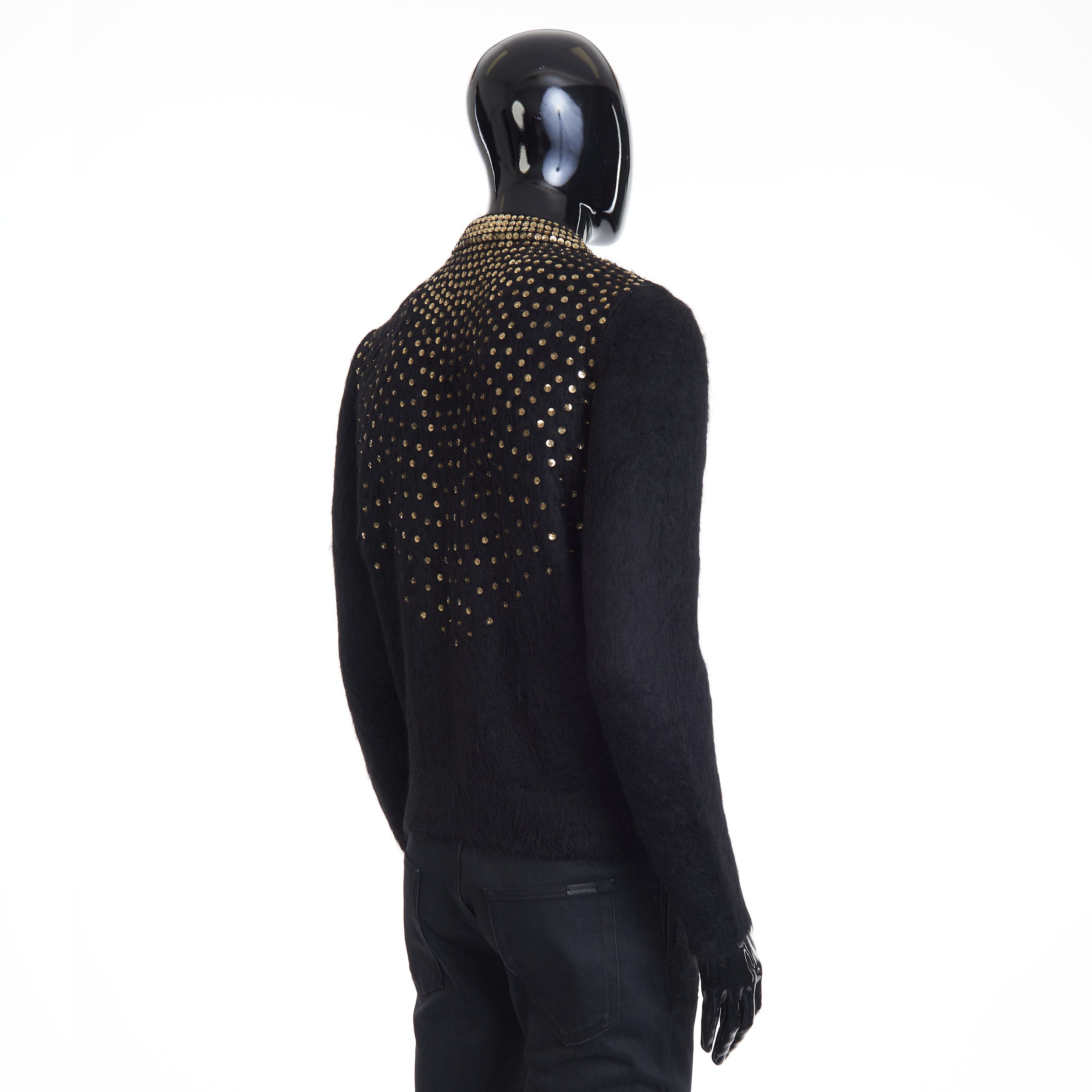 Celine Black Cardigan - Sequin Tiger Embroidery, Brushed Alpaca Size US S / EU 44-46 / 1 - 6 Thumbnail