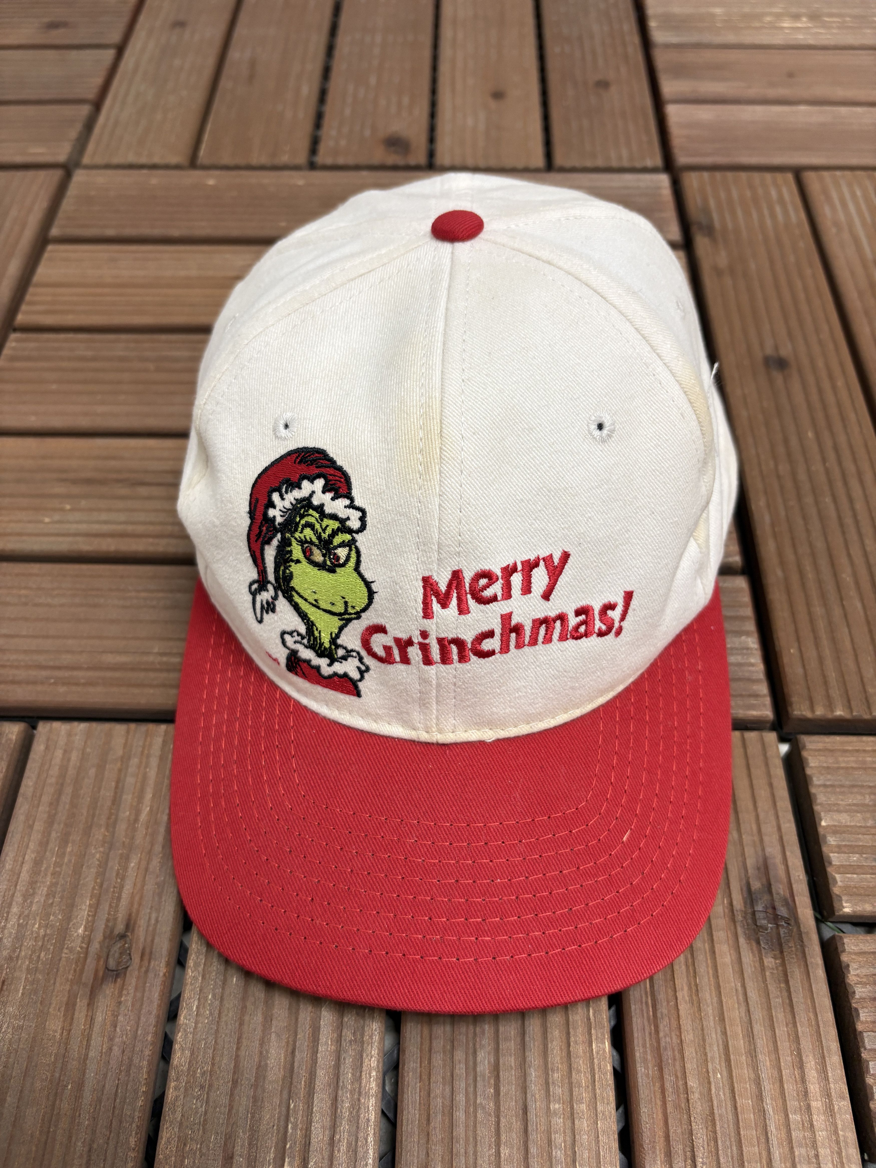 Vintage The Grinch Merry Grinchmas! Vintage White Snap Back Hat Size ONE SIZE - 2 Thumbnail