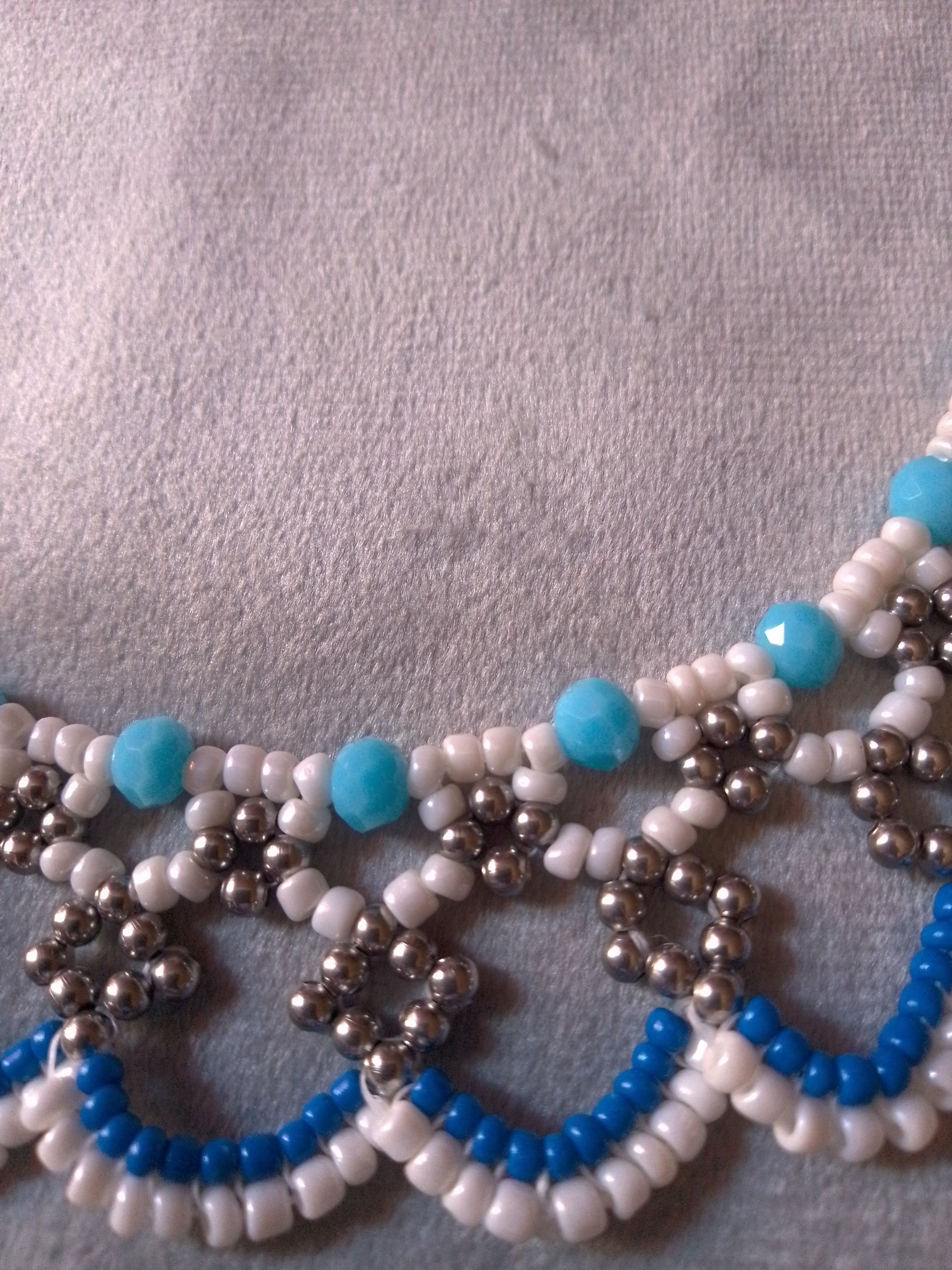 Handmade Choker Necklace White Blue Super glamour Size ONE SIZE - 7 Thumbnail