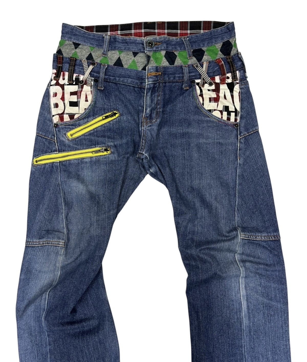 Hysteric Glamour × Undercover 🔥DOUBLE WAIST DENIM BEACH SOUND PPFM STYLE DESIGN JEANS Size US 33 - 7 Thumbnail