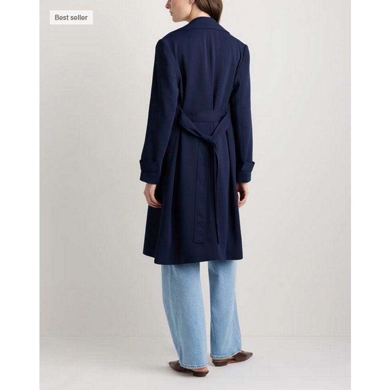 Quince Quince Women's Stretch Crepe Trench Coat Navy Size S NWT Size XS / US 0-2 / IT 36-38 - 4 Thumbnail