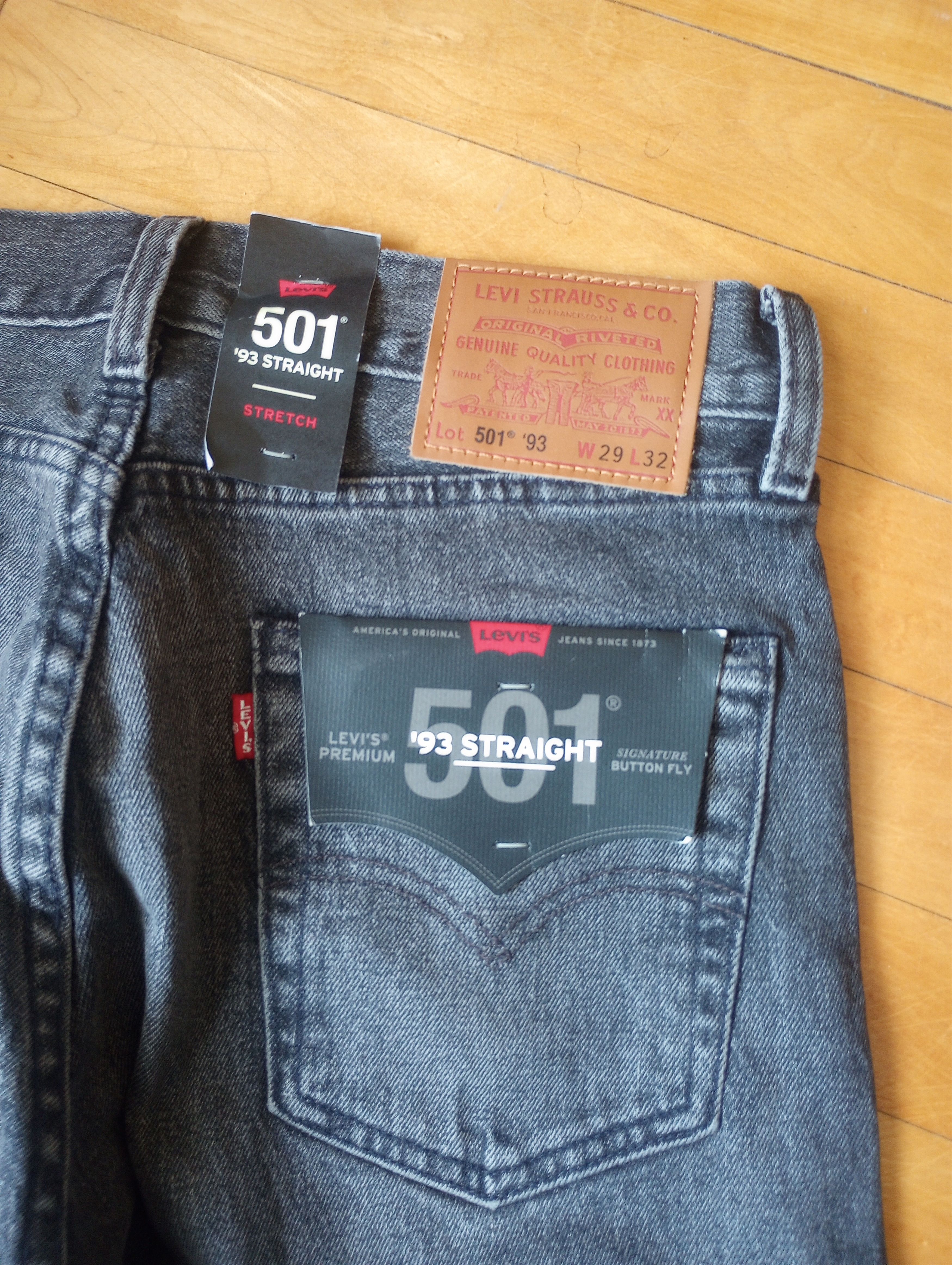 Levi's Levi's Premium '93 Straight Stretch 501 Jeans 29x32 Size US 29 - 5 Thumbnail