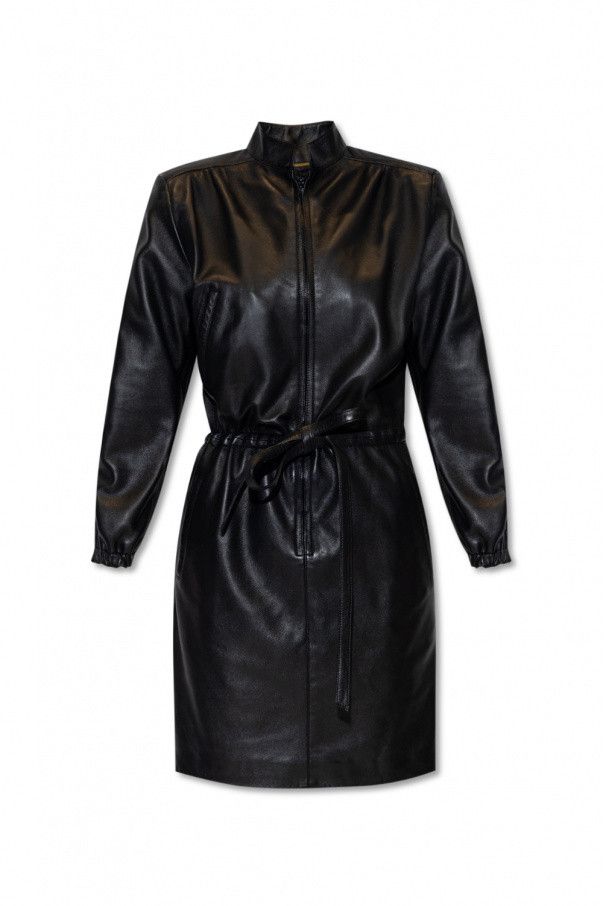 Saint Laurent Paris o1b1hav111224 Zip Dress in Drummed Lambskin in Black Size XS / US 0-2 / IT 36-38 - 1 Thumbnail
