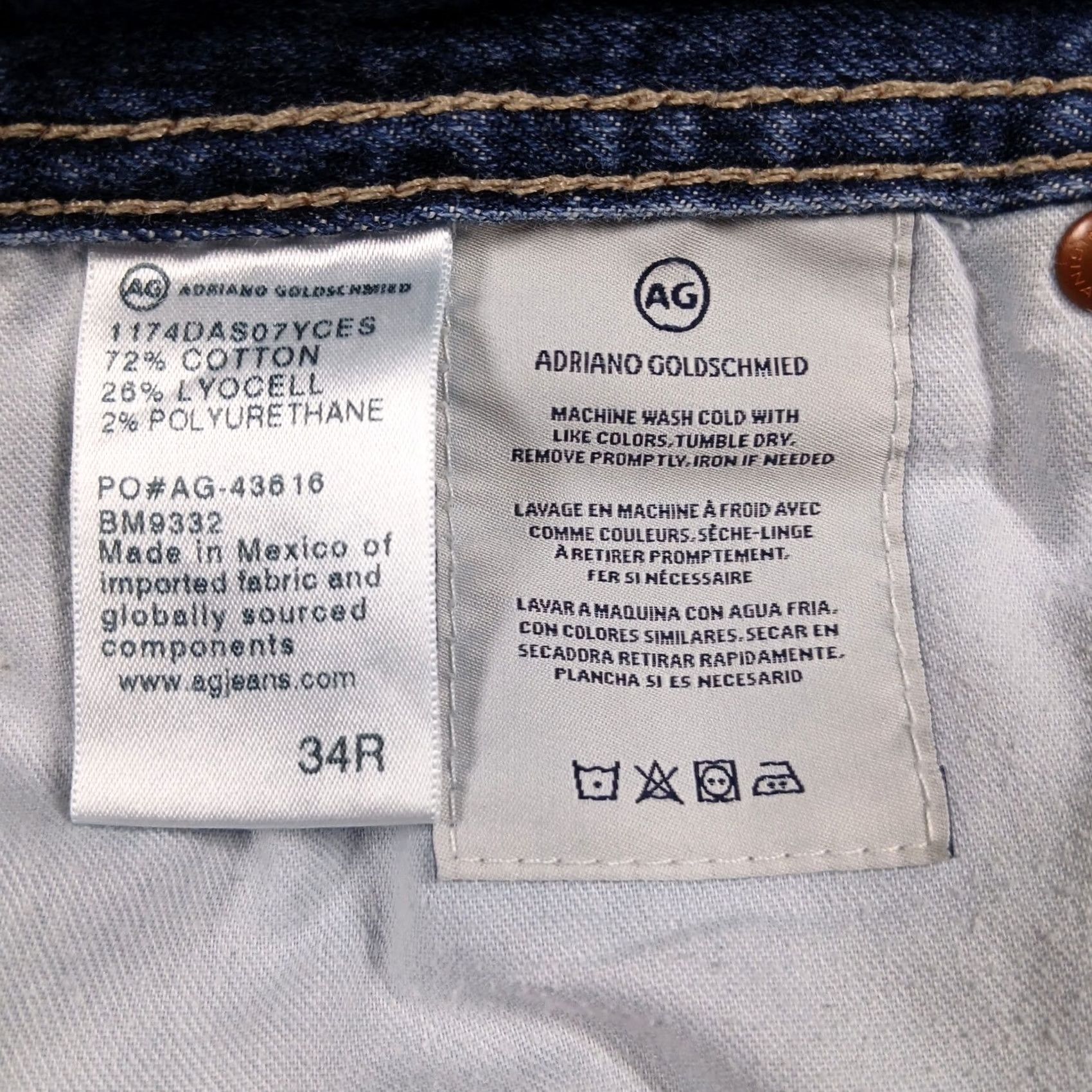 Denime AG Adriano Goldschmied The Graduate Tailored Leg Jeans Men's Blue Denim EUC Size US 34 / EU 50 - 6 Thumbnail