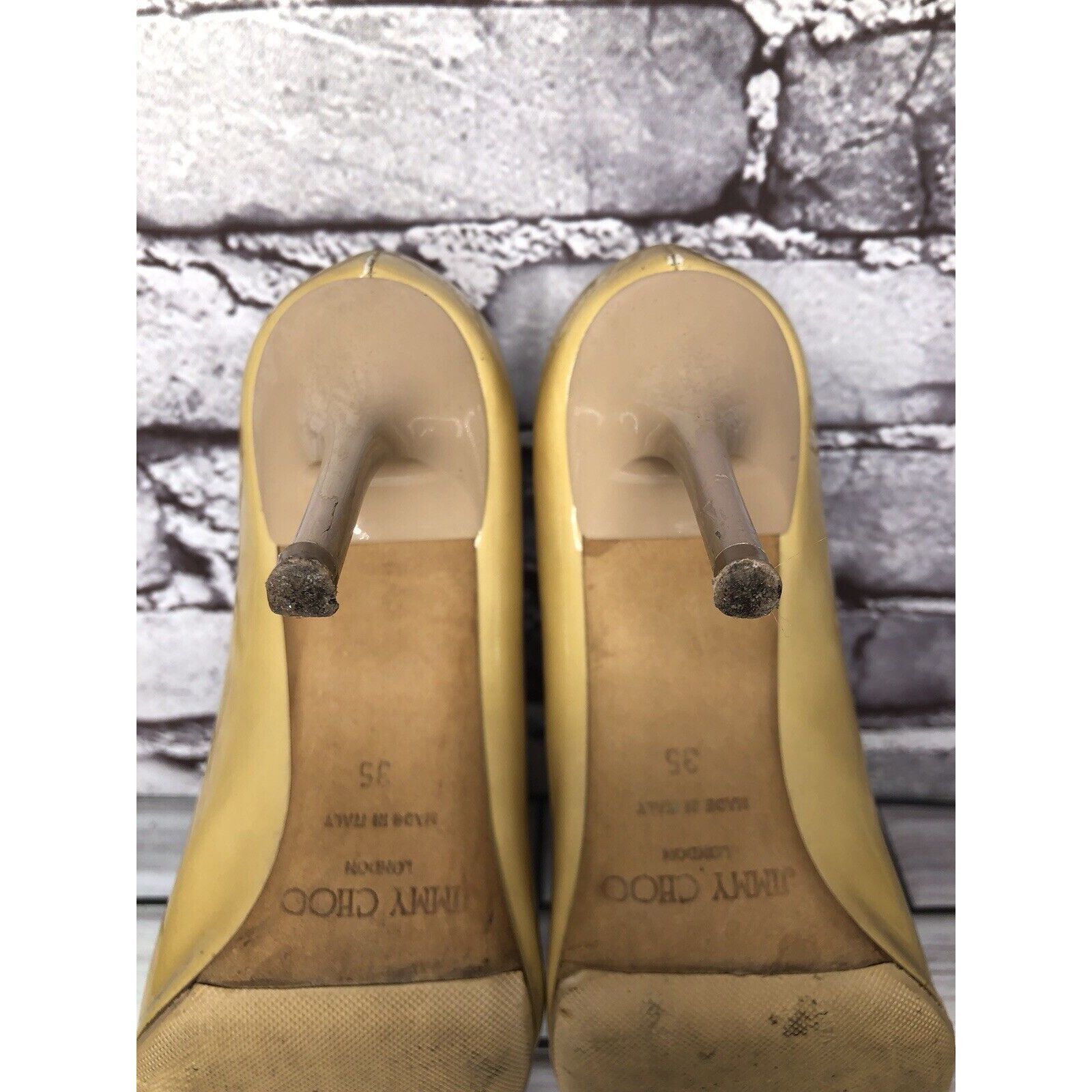 Jimmy Choo JIMMY CHOO London Yellow Patent Leather Kitten Pumps Heels W Size US 5 / IT 35 - 9 Thumbnail