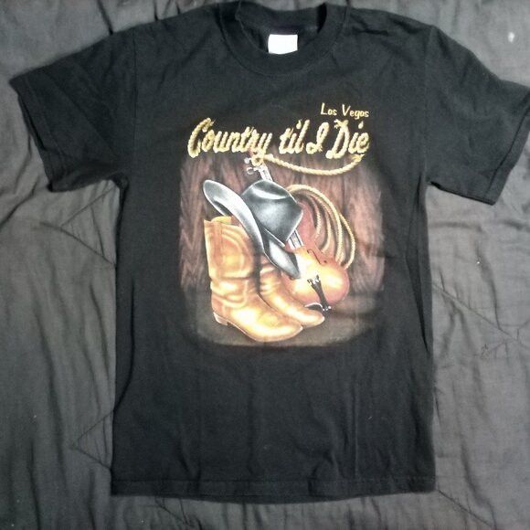Vintage Vintage Country 'Til I Die Las Vegas Graphic T-Shirt Size US S / EU 44-46 / 1 - 2 Thumbnail