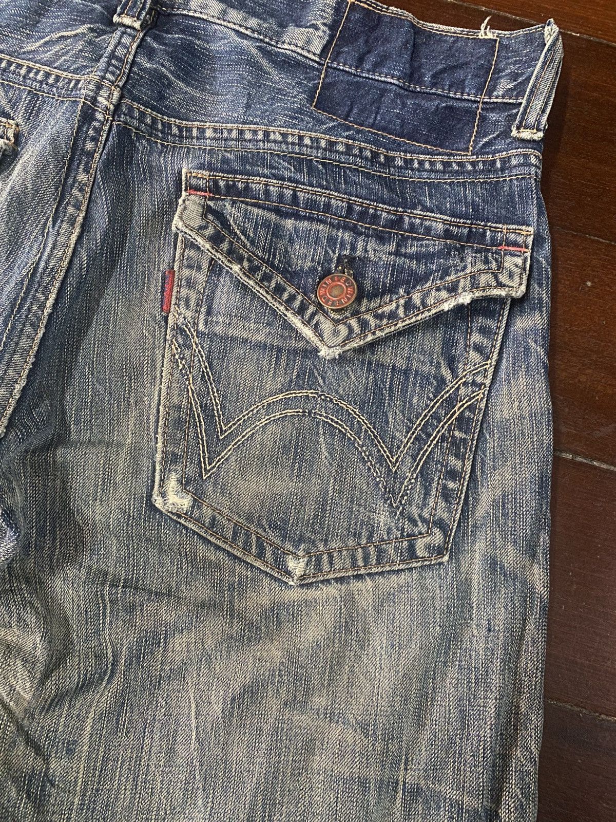 Edwin VERY RARE! EDWIN 503 FLARE mud wash stone wash distressed Size US 36 / EU 52 - 13 Thumbnail