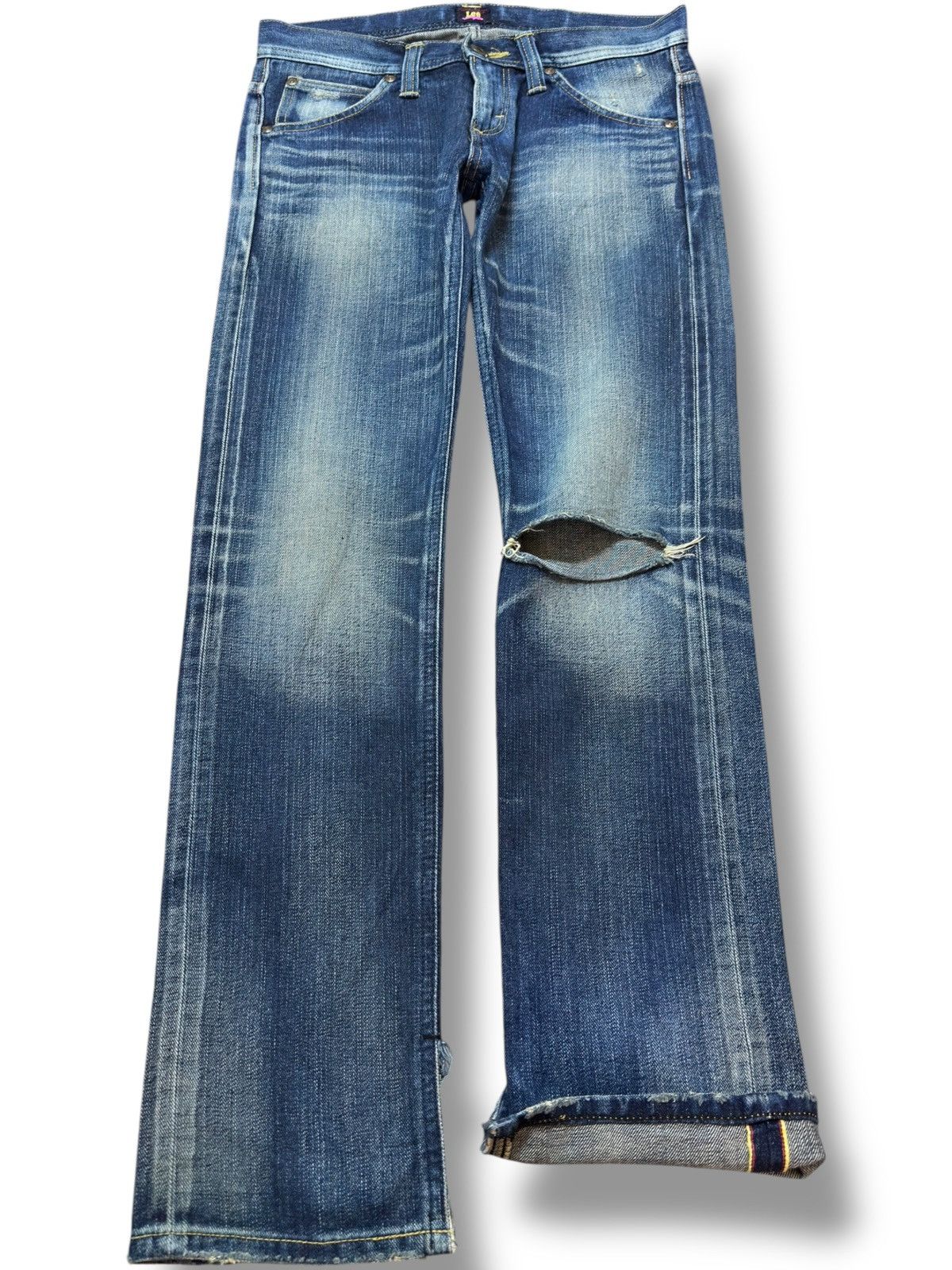 Lee Vintage Lee Cher Selvedge Faded Whiskers Grunge Denim Size US 30 / EU 46 - 1 Thumbnail