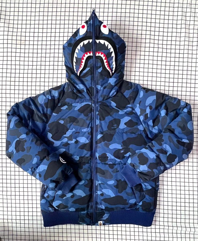 Bape Bape Blue Camo Shark Down Jacket-2508 Size US L / EU 52-54 / 3 - 1 Thumbnail
