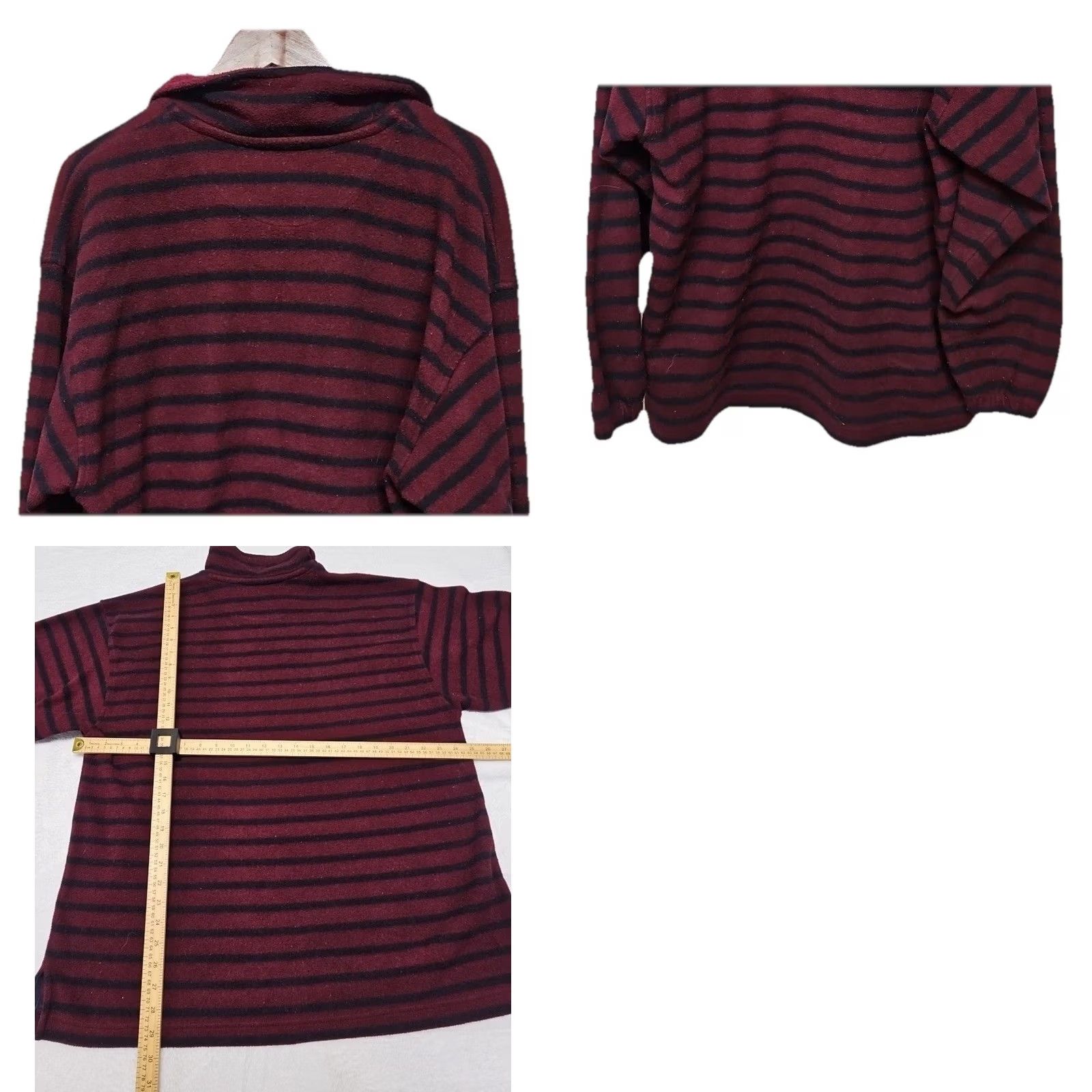 Bugle Boy VINTAGE Bugle Boy Quarter Zip Fleece Men’s Large Burgundy Striped Pullover Size US L / EU 52-54 / 3 - 8 Thumbnail