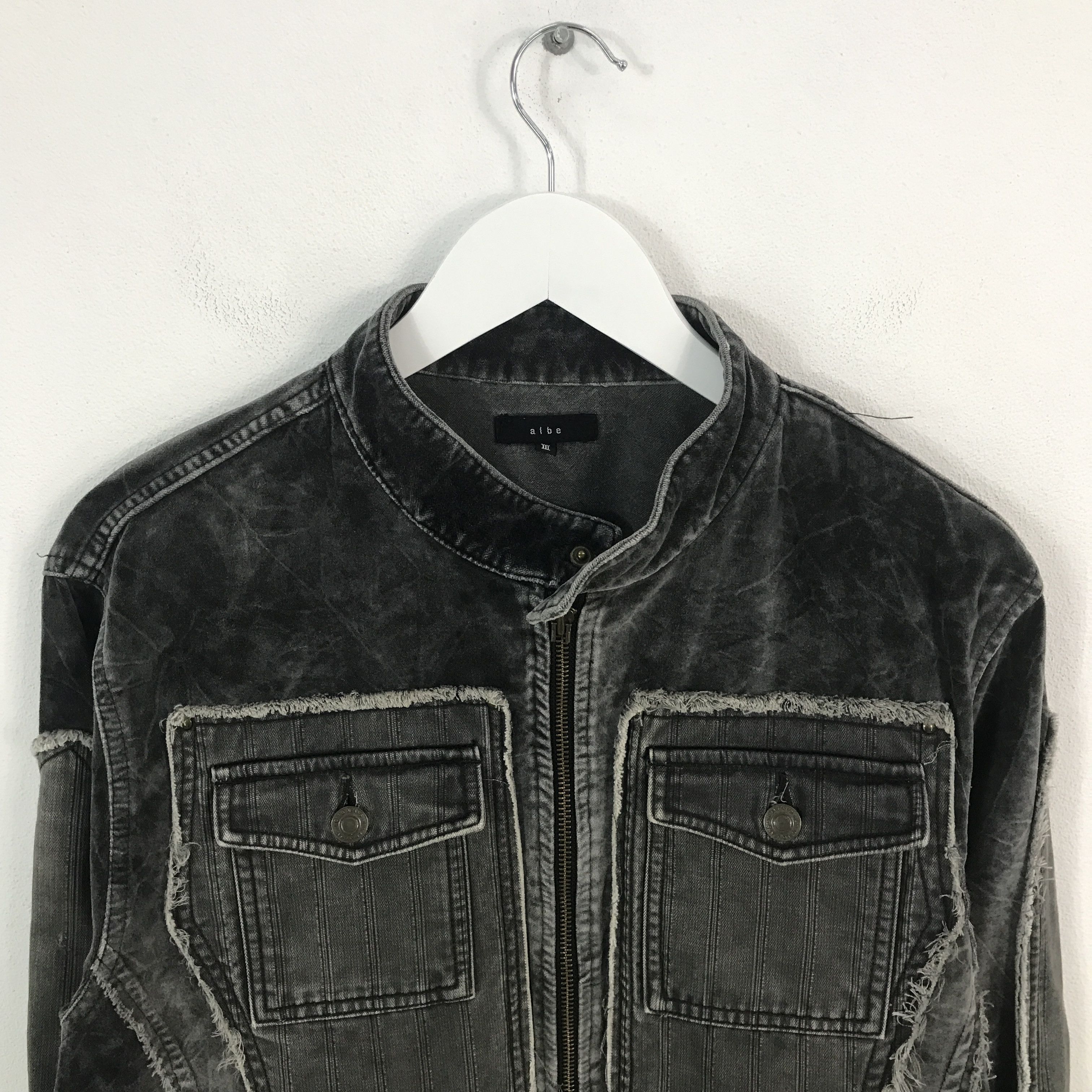 Japanese Brand Rare Japan albe black faded style jacket zipper jacket Size US L / EU 52-54 / 3 - 2 Thumbnail