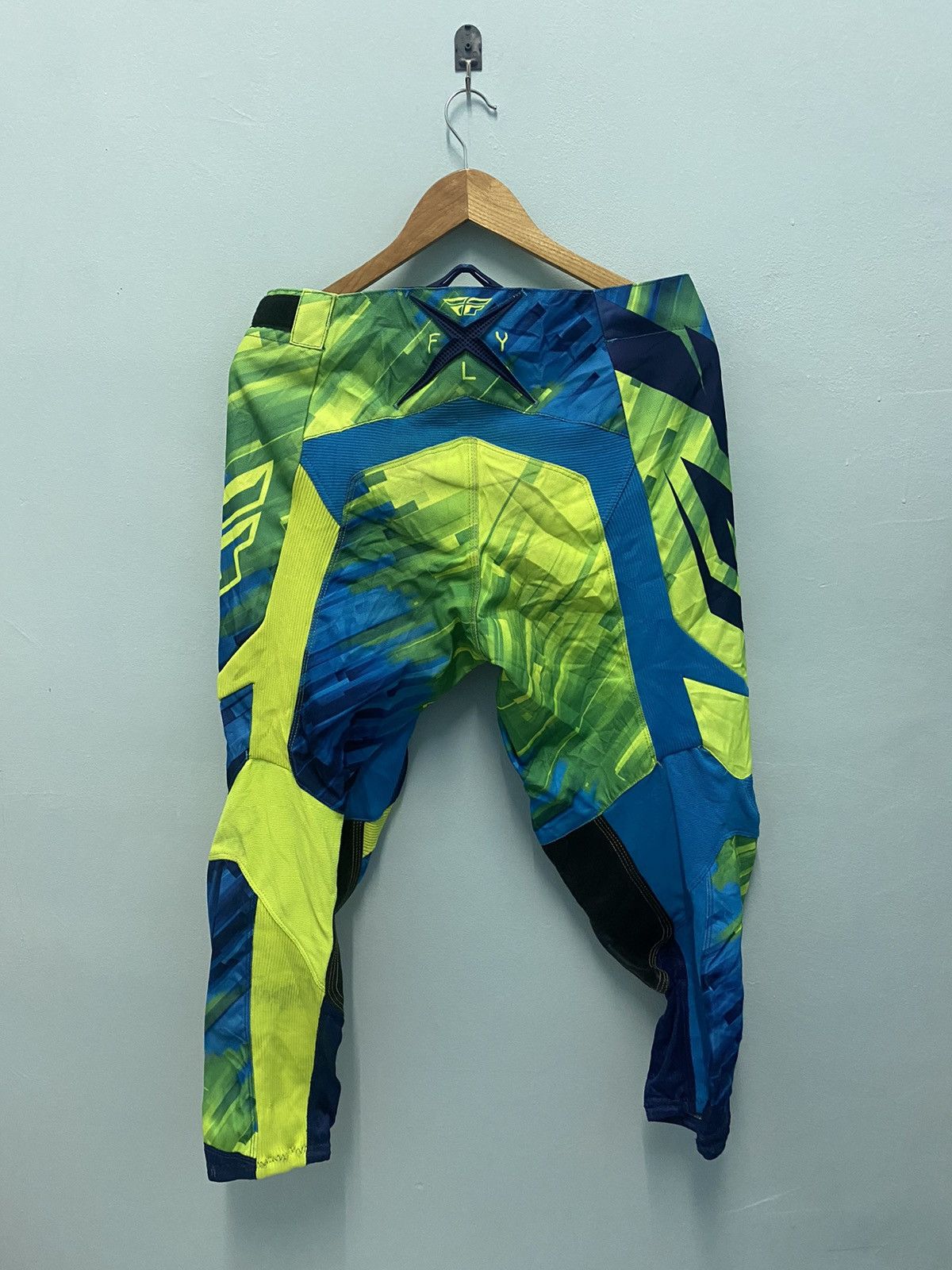 Alpinestars × Fox Racing Fly racing blue green suit race pant🚀 Size US 35 - 2 Thumbnail
