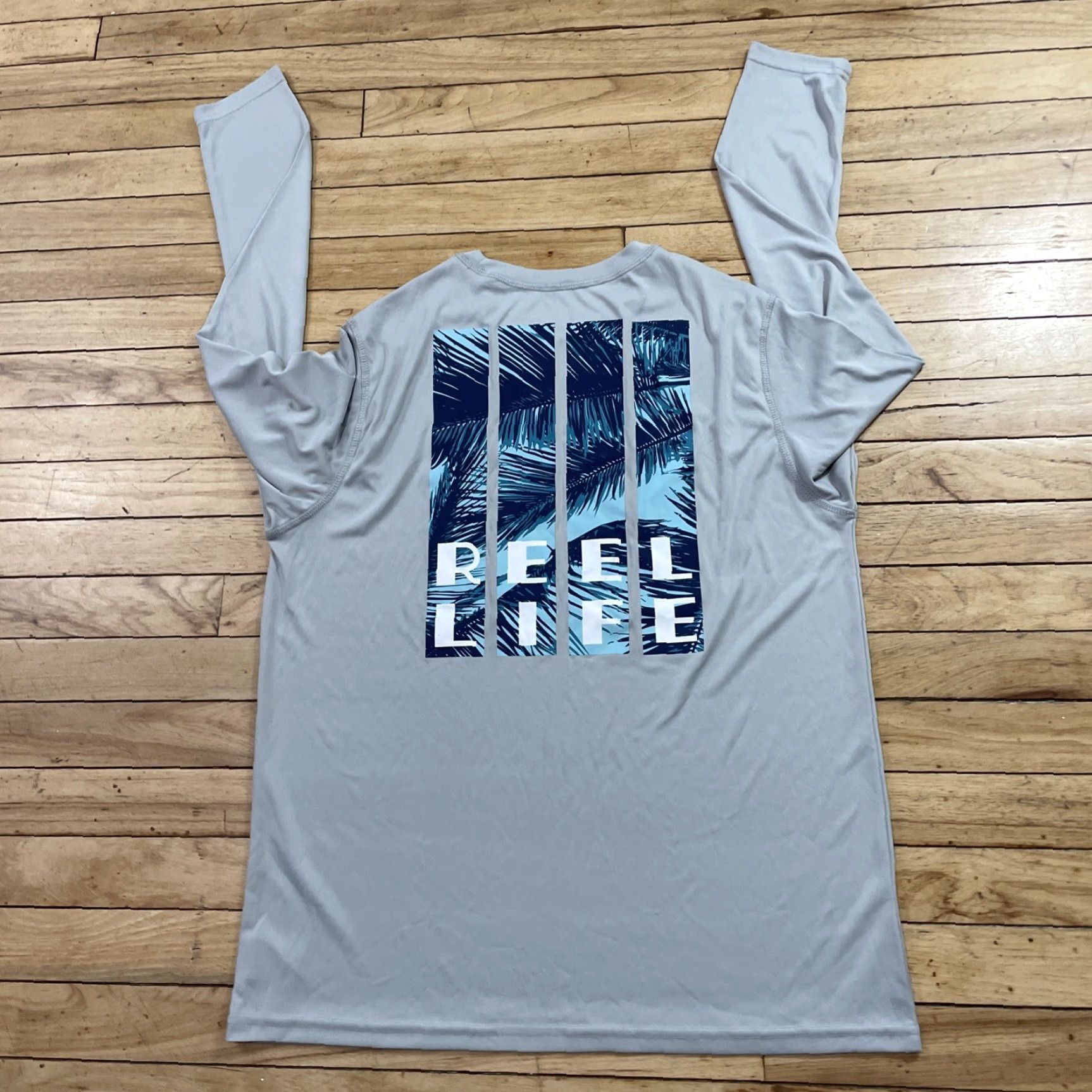 Alife Reel Life Performance Fishing Shirt Men M Gray Stretch Island Nature Graphic Tee Shirt Size US M / EU 48-50 / 2 - 2 Thumbnail