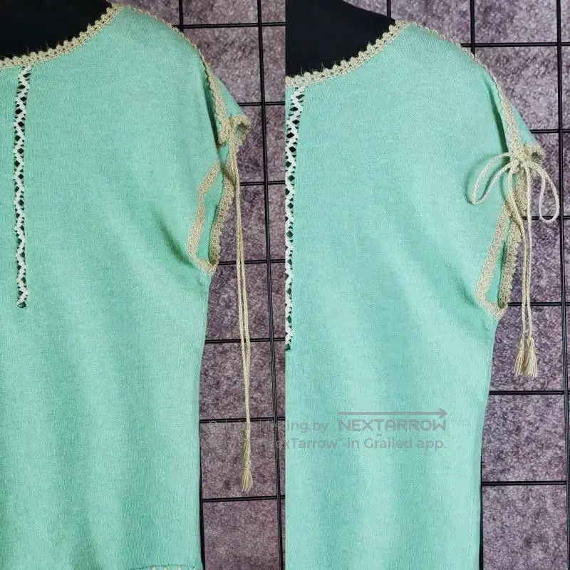 Burberry Burberry Light Blue Embroidered Lace Short Sleeve T-shirt. Size M / US 6-8 / IT 42-44 - 4 Thumbnail