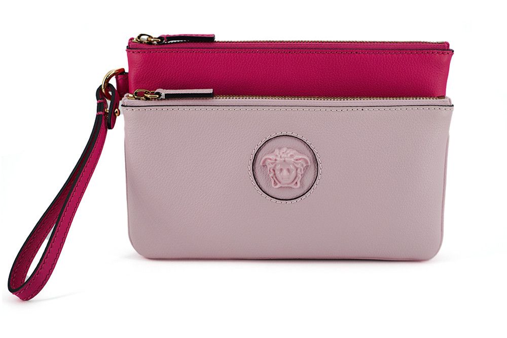 Elegant Pink Leather Pouch Women's Clutch