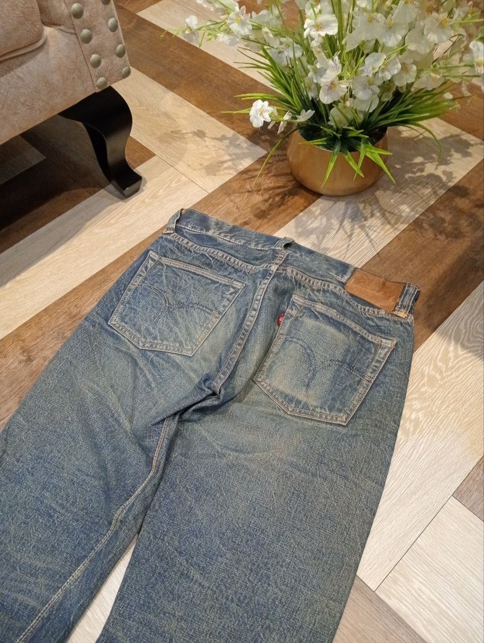 Warehouse BLUE & GRAY BY WAREHOUSE JAPAN WASHED BLUE SELVEDGE DENIM Size US 33 - 13 Thumbnail