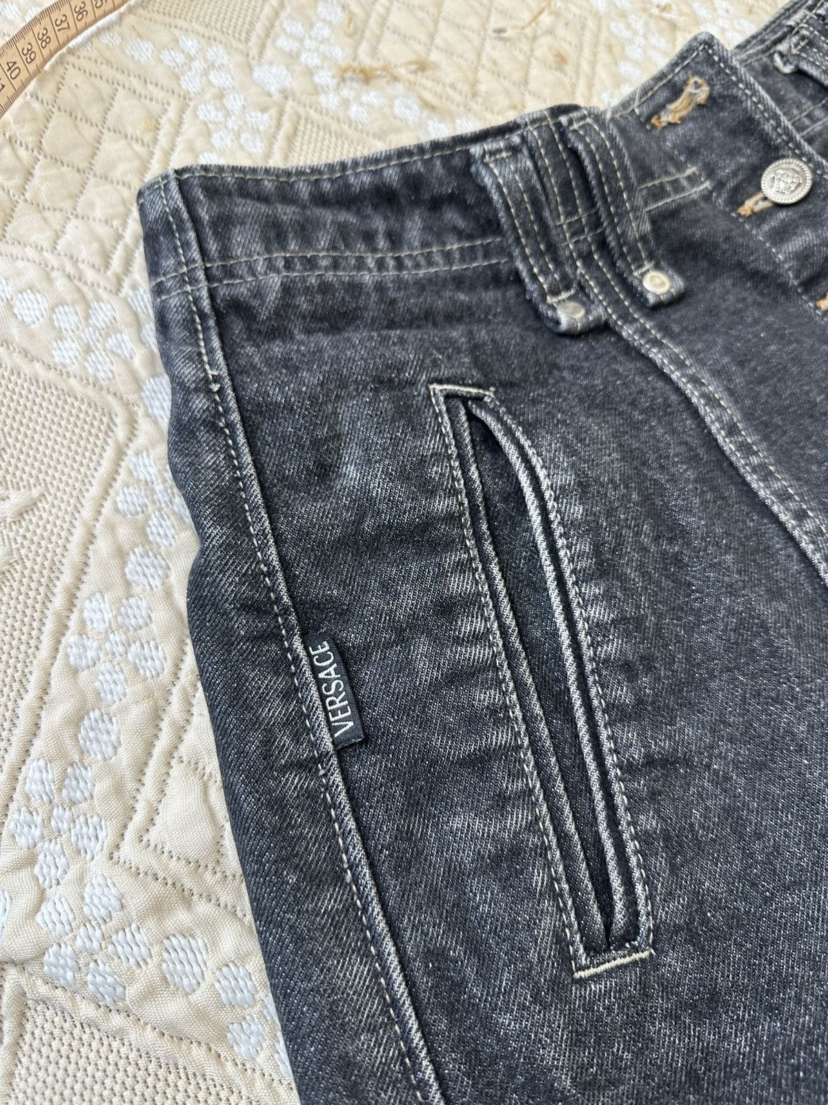 Versace Jeans Couture 🔥 Versace Jeans Couture RARE Maxi Denim Skirt Heavy Cotton Size 33" - 11 Thumbnail