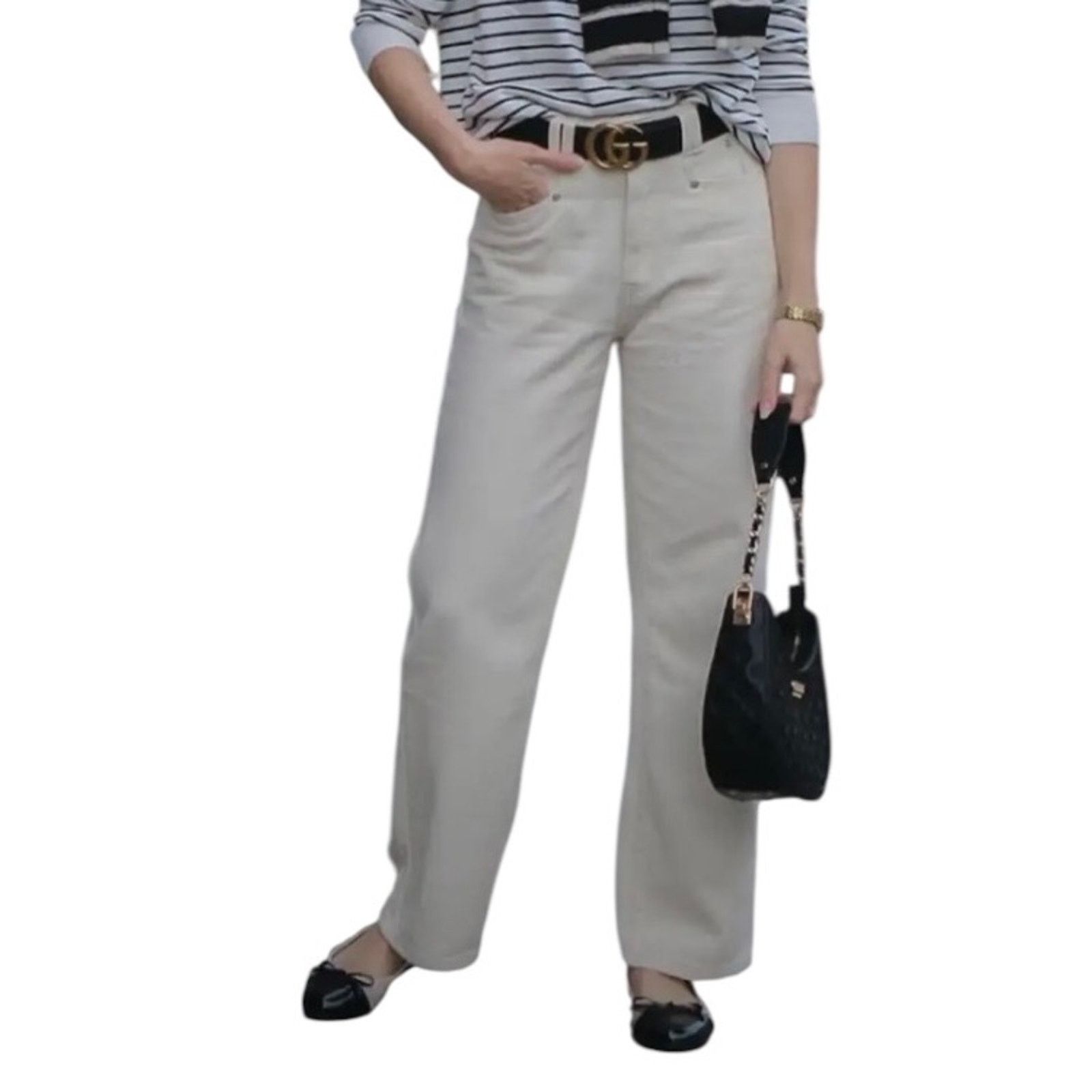 Cider Cider Women’s Small White Denim High Waist Wide Leg Jeans Size 28" / US 6 / IT 42 - 1 Thumbnail