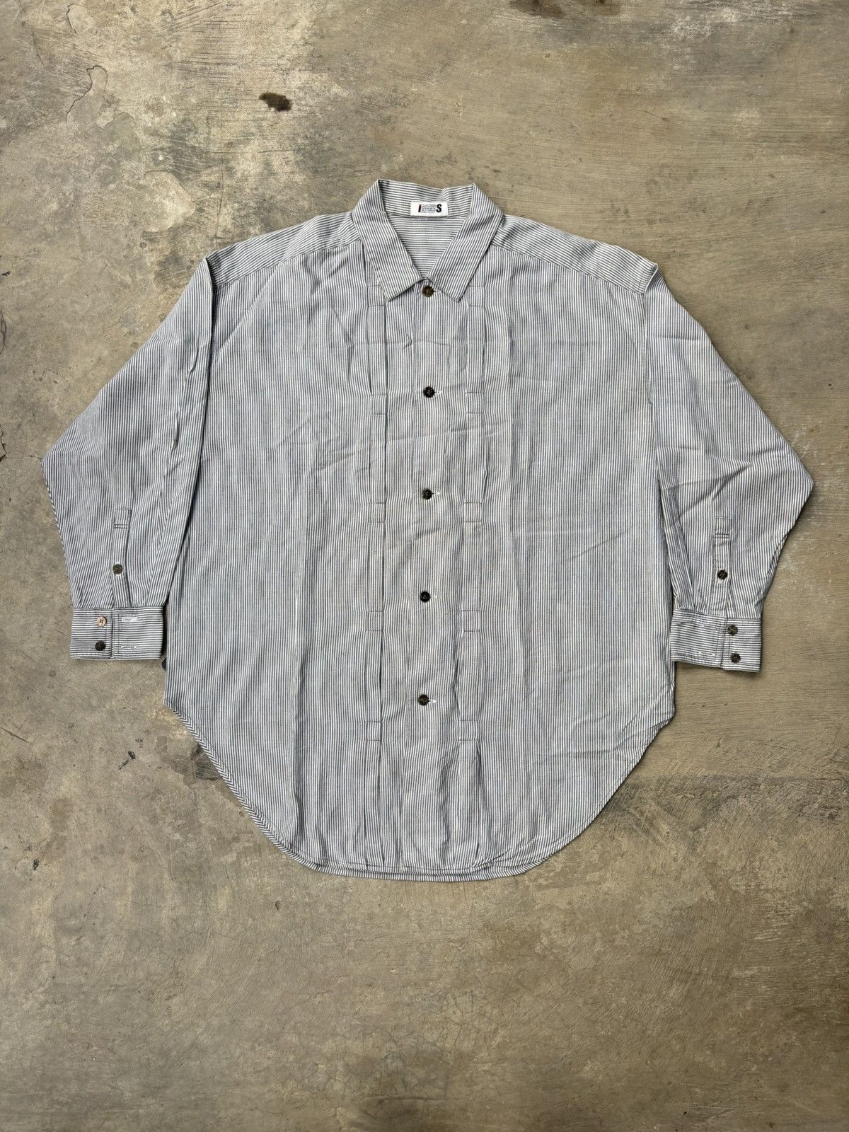 Issey Miyake Vintage 80’s I.S. Issey Miyake Striped Cotton Work Shirt Size US XL / EU 56 / 4 - 1 Thumbnail