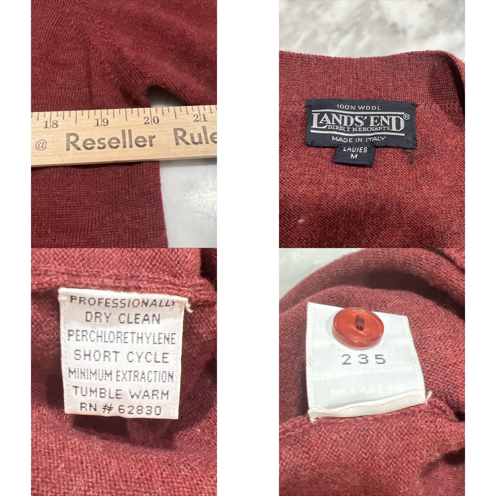 Lands' End VINTAGE Lands' End Wool Sweater Cardigan Women’s M Italy Brown Womens M Wool Sweater Brownish 1990s Secretary/Geek Size M / US 6-8 / IT 42-44 - 9 Thumbnail