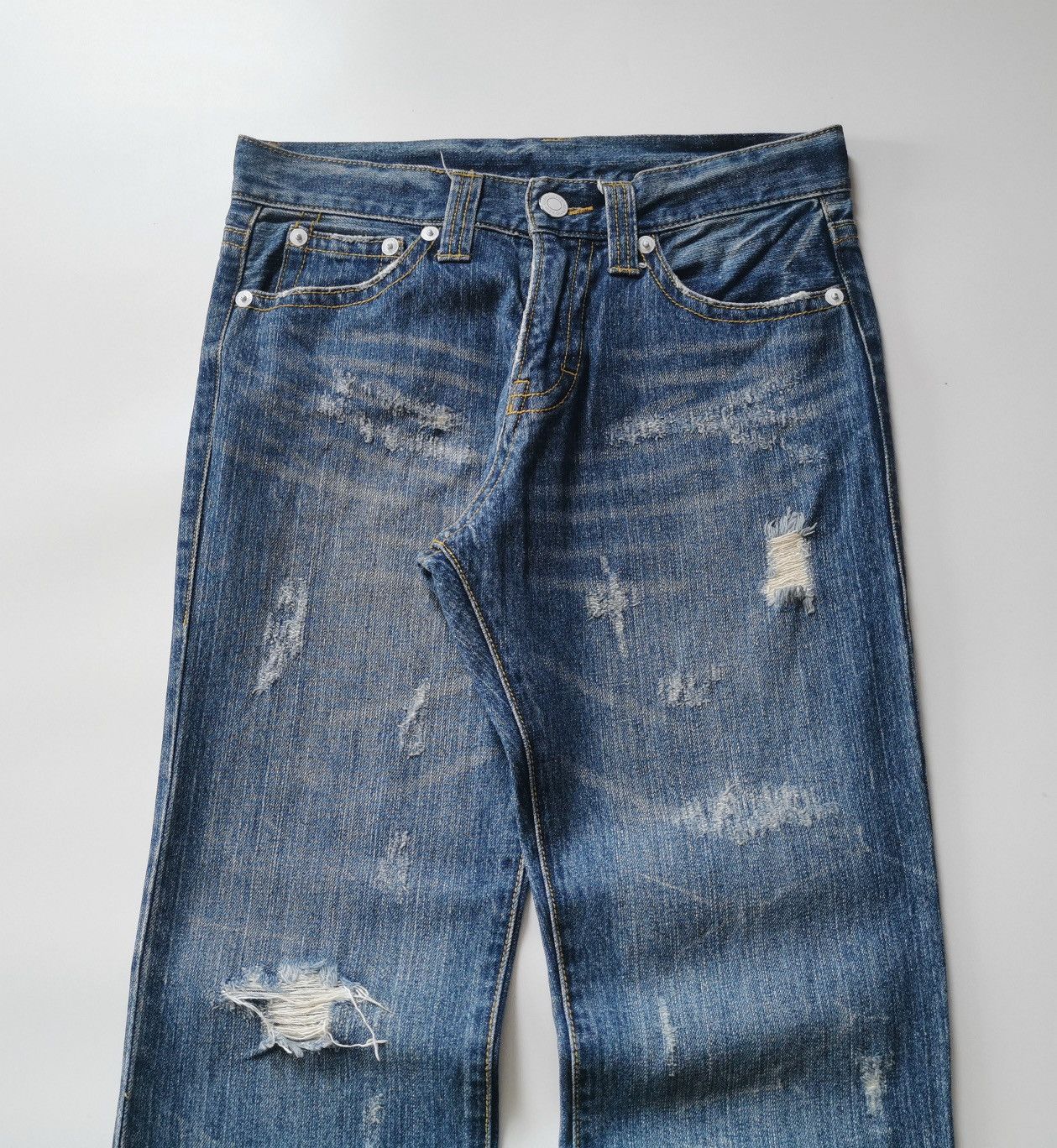 Vintage Route 57 Florida Print Distressed Denim Jeans Size US 31 - 5 Thumbnail