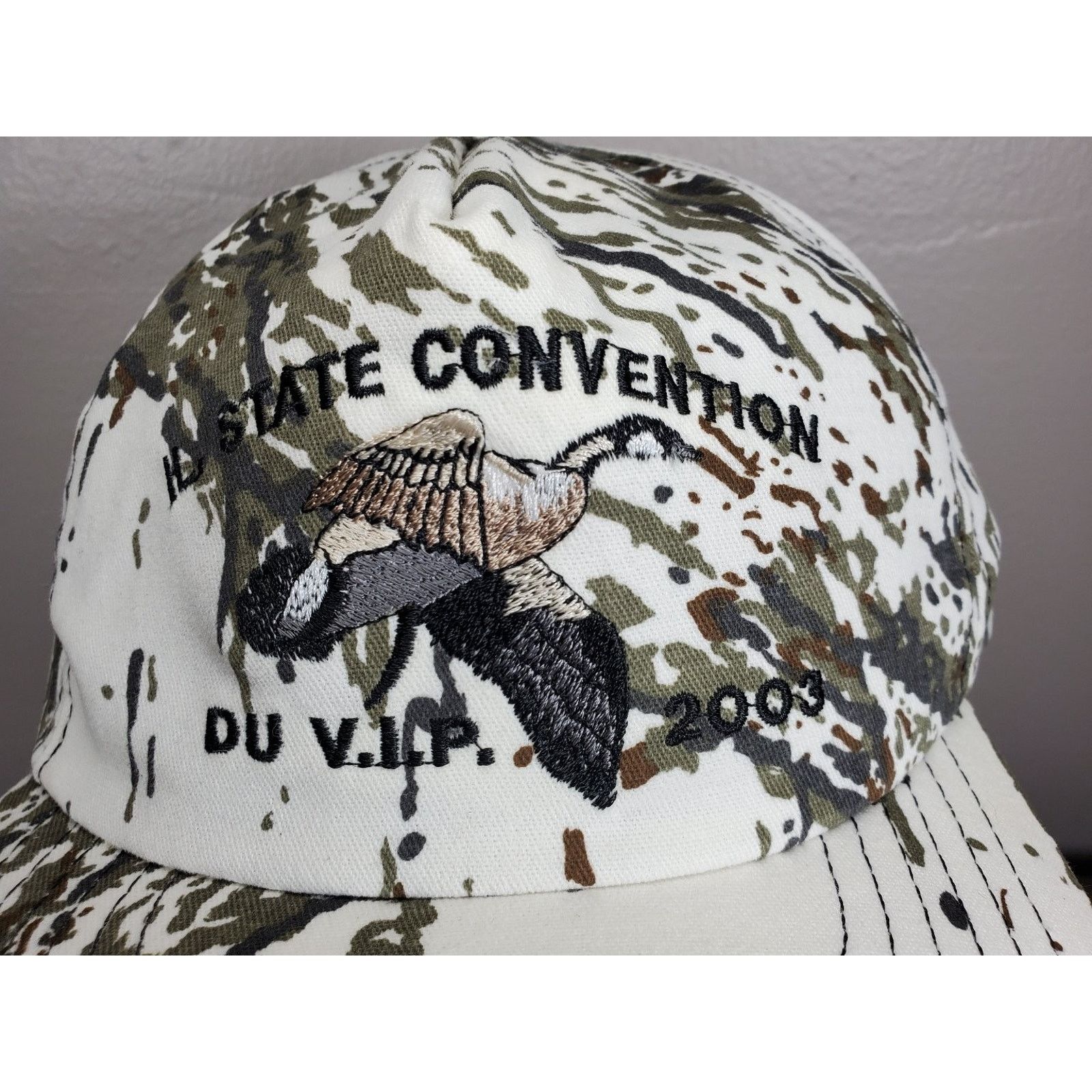 Vintage Ducks Unlimited VIP Illinois Hat Snapback Cap 2003 Snow Camo Size ONE SIZE - 4 Thumbnail