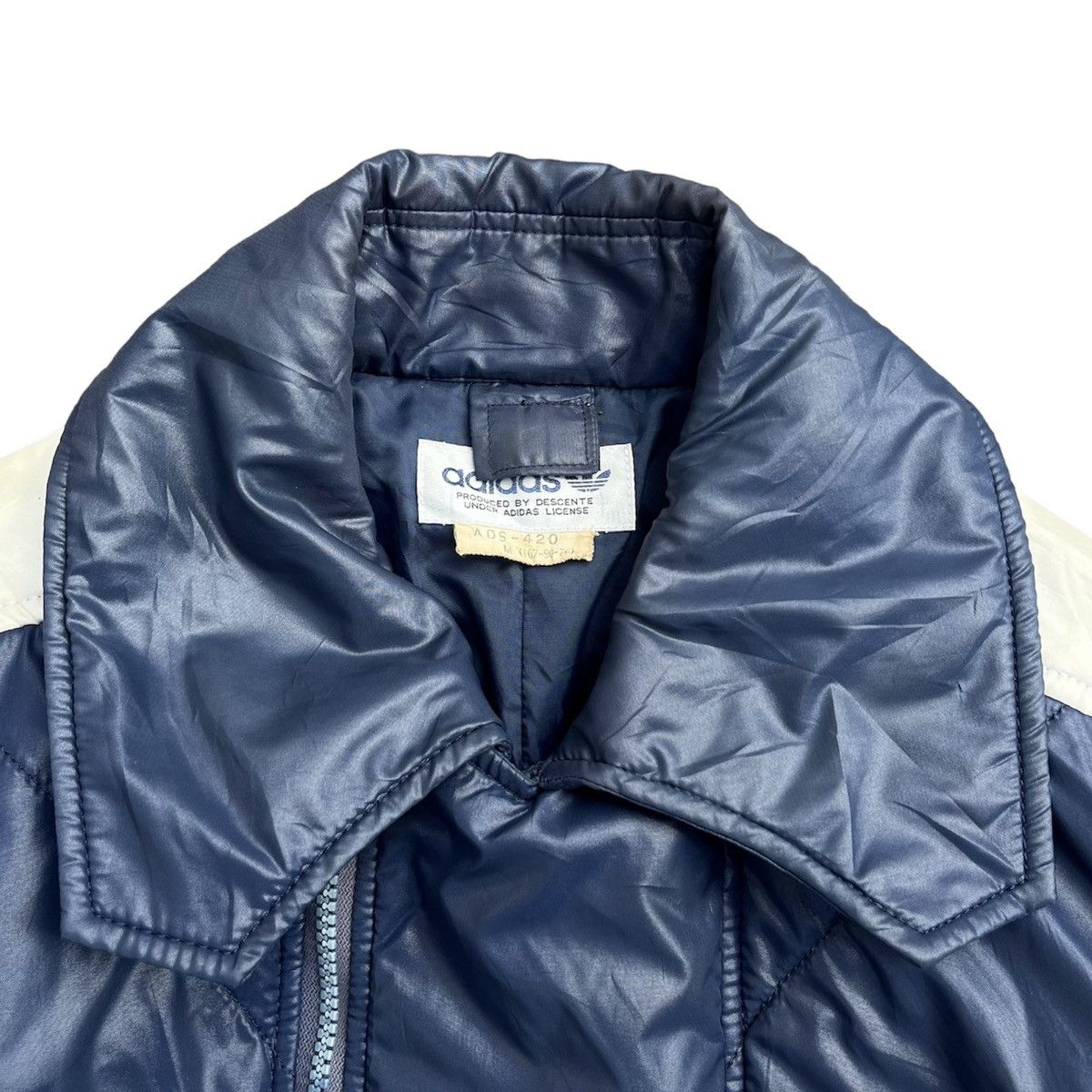 Adidas × Descente × Vintage 70s Adidas Descente 3 Striped Blue Bikers Jacket Size US M / EU 48-50 / 2 - 6 Thumbnail