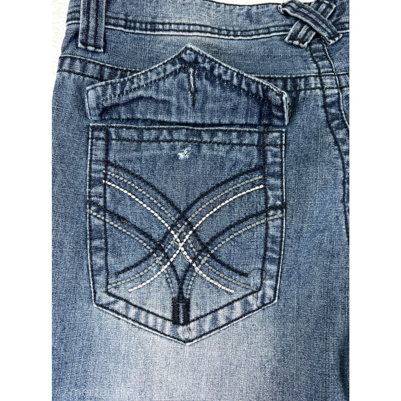 Vintage Xtreme Couture Jeans Womens 36 Blue Denim Bootcut Distressed Embroidered 5-Pocket Regular Inseam 30 Size 25" / US 0 / IT 36 - 5 Thumbnail