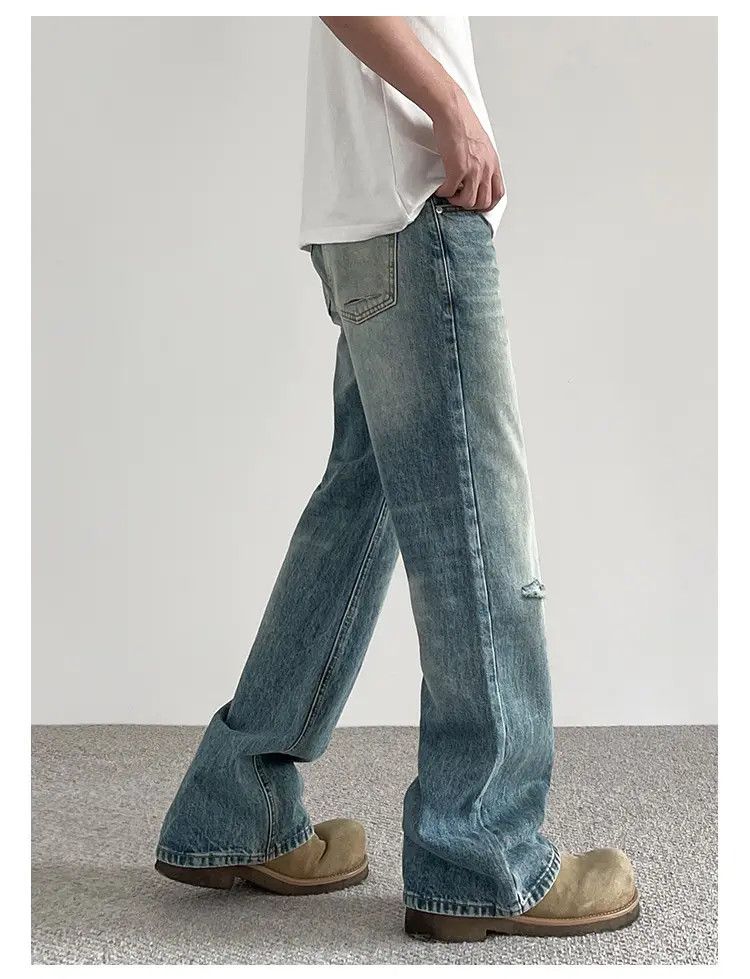 Japanese Brand × Jean Blue Distressed Wide Leg Denim Jeans Size US 32 / EU 48 - 5 Thumbnail