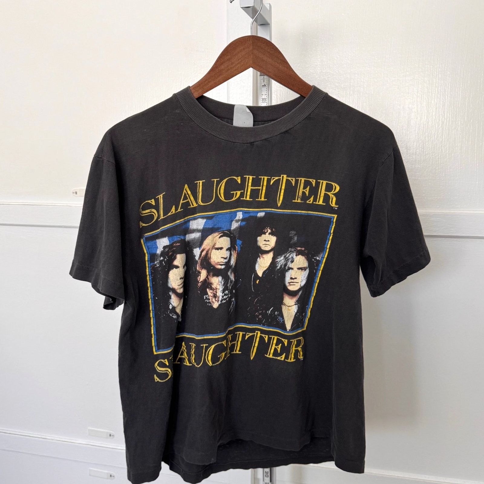 Vintage Slaughter 1990 Single Stitch Faded Band Tee Fits S/M
