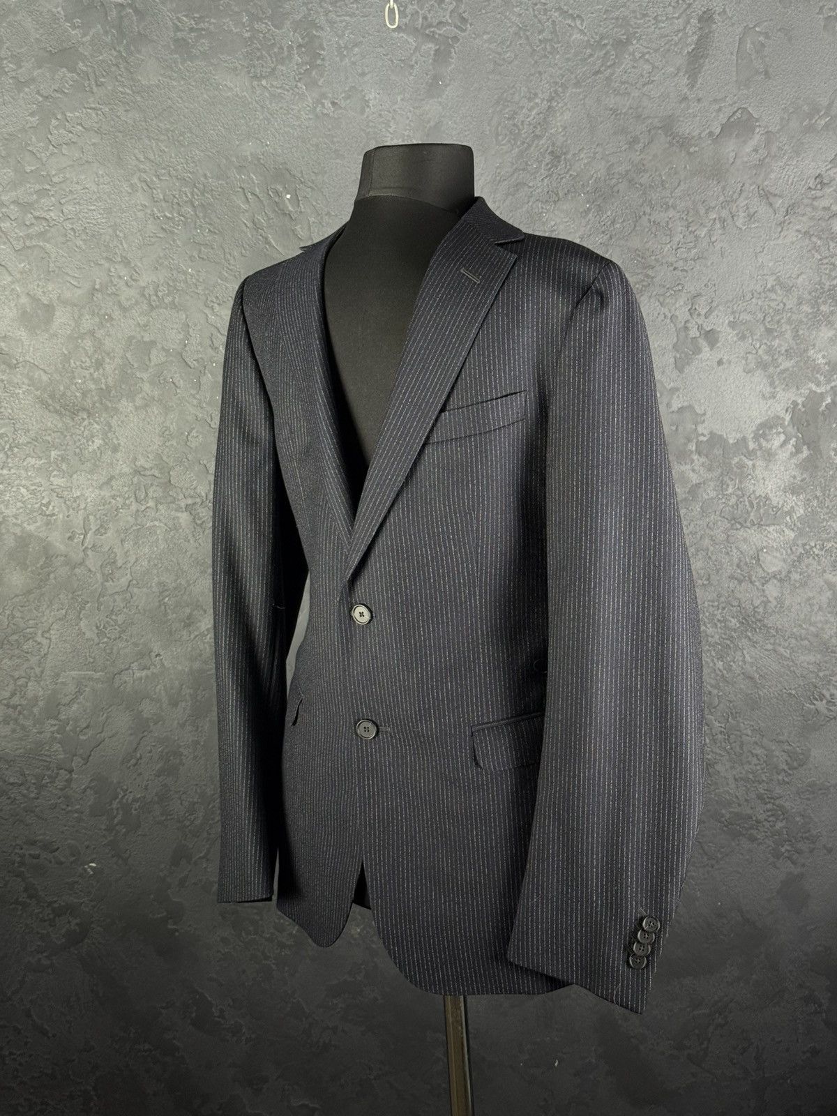 Z Zegna Ermenegildo Z Zegna Navy Striped Wool 2Btn Suit R Drop Deco Size 50R - 7 Thumbnail