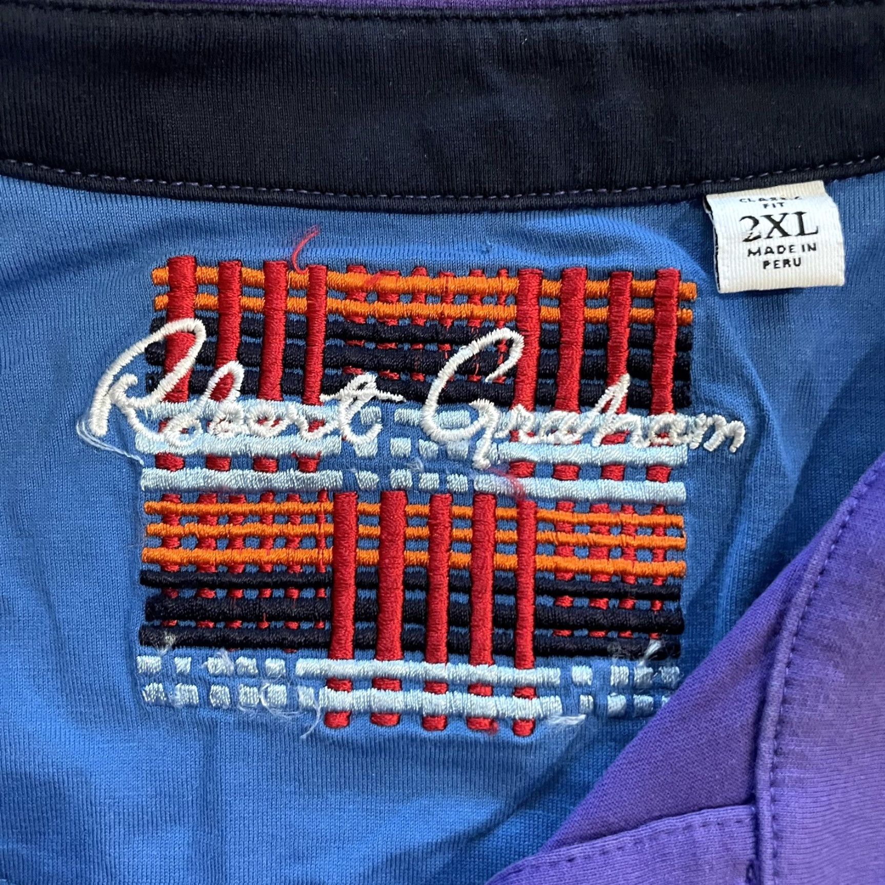 Robert Graham Robert Graham Polo Shirt Mens 2XL Purple Size US XXL / EU 58 / 5 - 4 Thumbnail