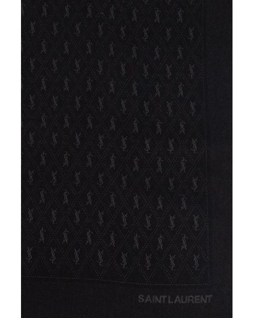 Saint Laurent Paris o1b1hav110824 Size: OS / Cassandre Square Wool Shawl Black Size ONE SIZE - 3 Thumbnail
