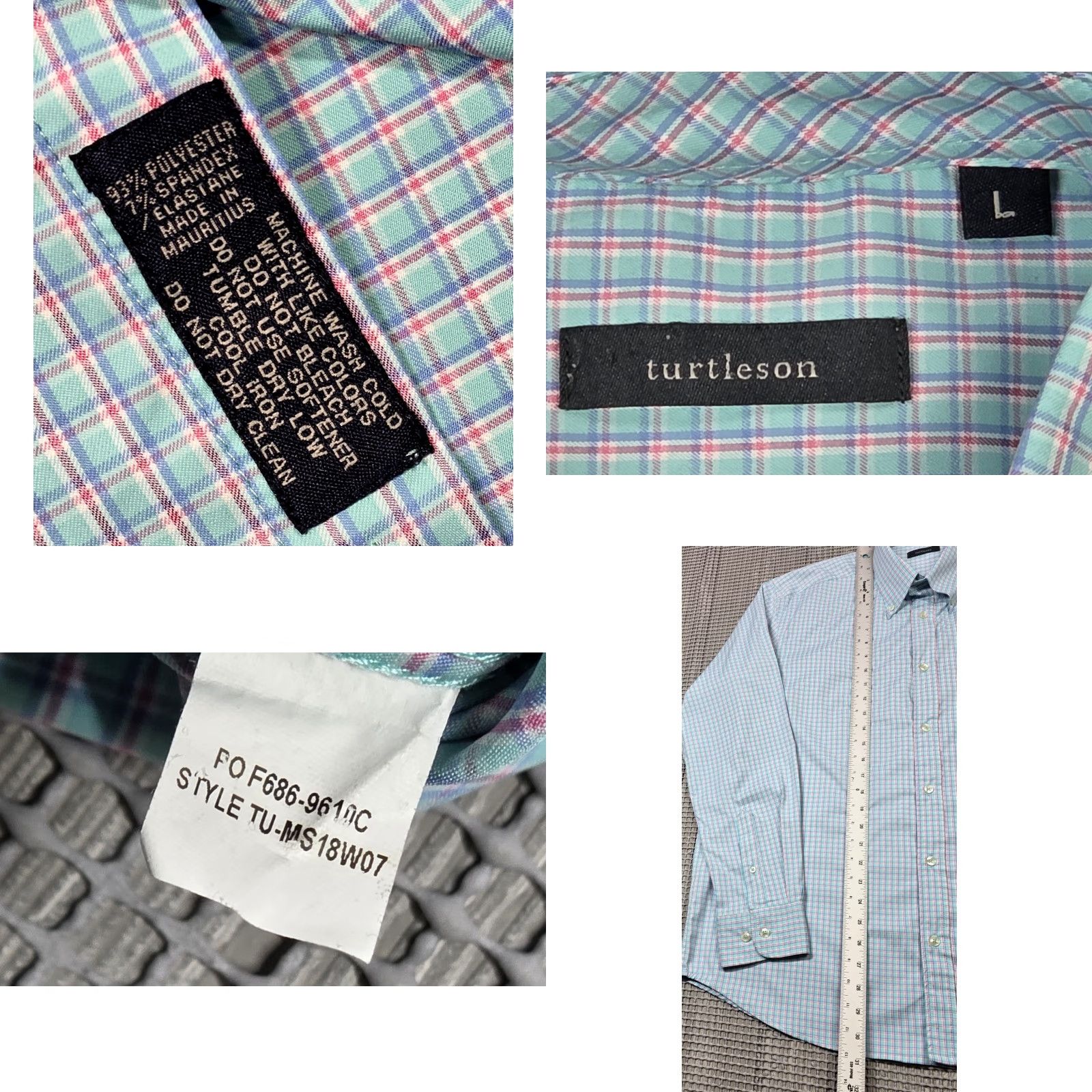 Vintage Turtleson Shirt Mens Tattersall Blue Pink Button Up Long Sleeve Performance Casu al Size US L / EU 52-54 / 3 - 8 Thumbnail