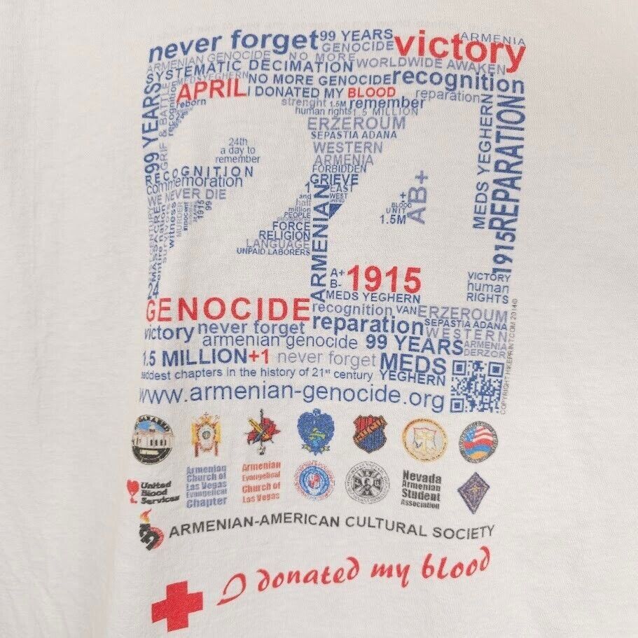 Other Armenian Genocide T Shirt Mens Size XL White 1915 Size US XL / EU 56 / 4 - 2 Thumbnail