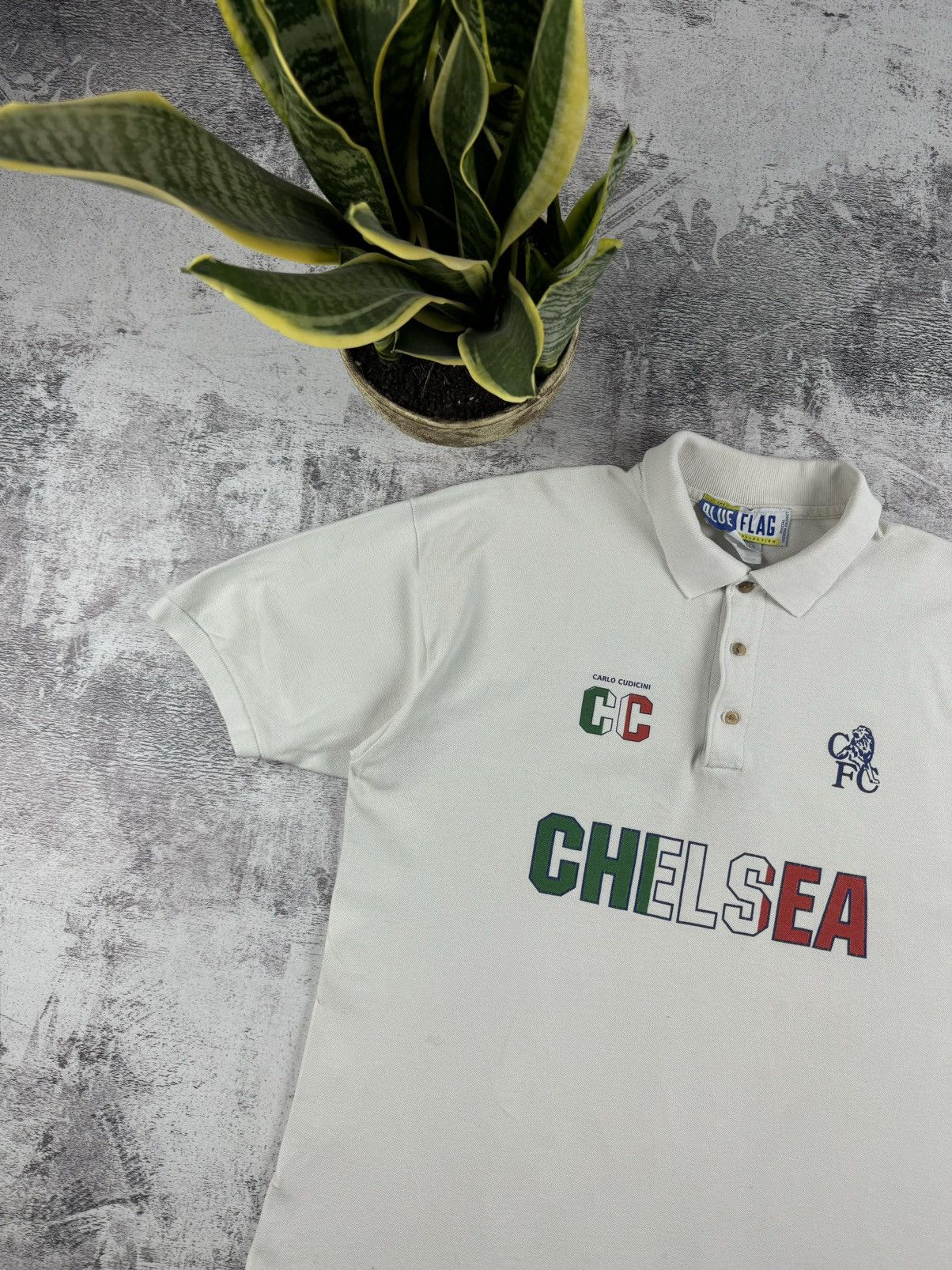 Chelsea Soccer 90S Chelsea Carlo Cudicini F.C Italy Polo T Shirt Tee Jersey Size US L / EU 52-54 / 3 - 4 Thumbnail
