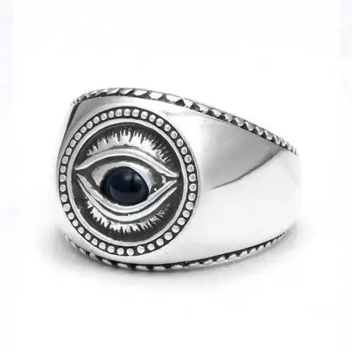 Ring Of Fire Silver Eye Ring Size 7 8 9 10 Size ONE SIZE - 4 Thumbnail