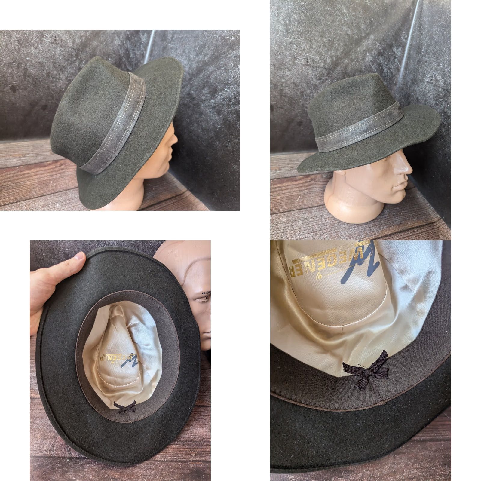 Vintage Vintage Wegener Fedora mens hat green 55cm Size ONE SIZE - 8 Thumbnail