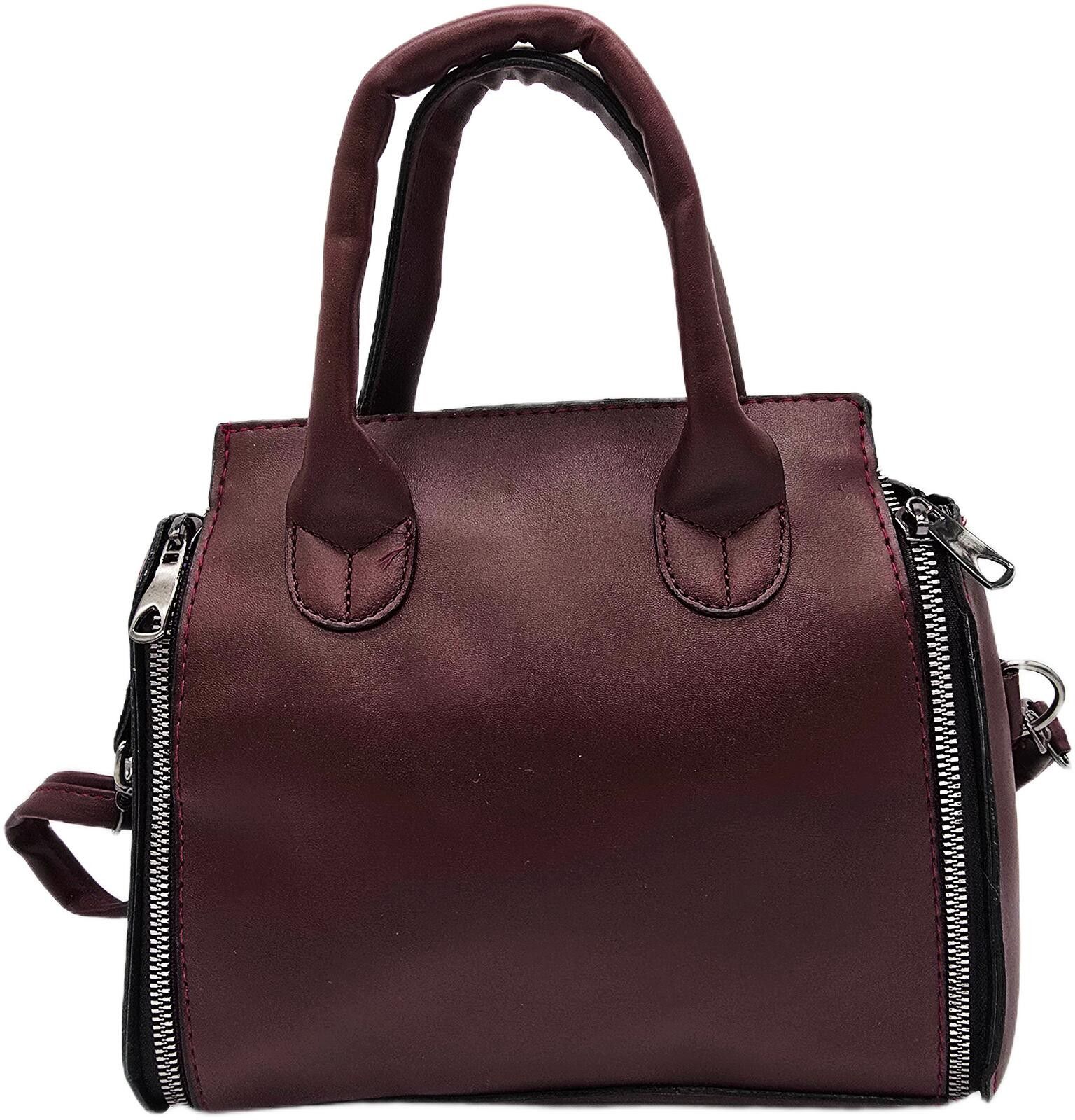 The Unbranded Brand Elegant Burgundy Faux Leather Handbag with Detachable Strap Size ONE SIZE - 2 Thumbnail