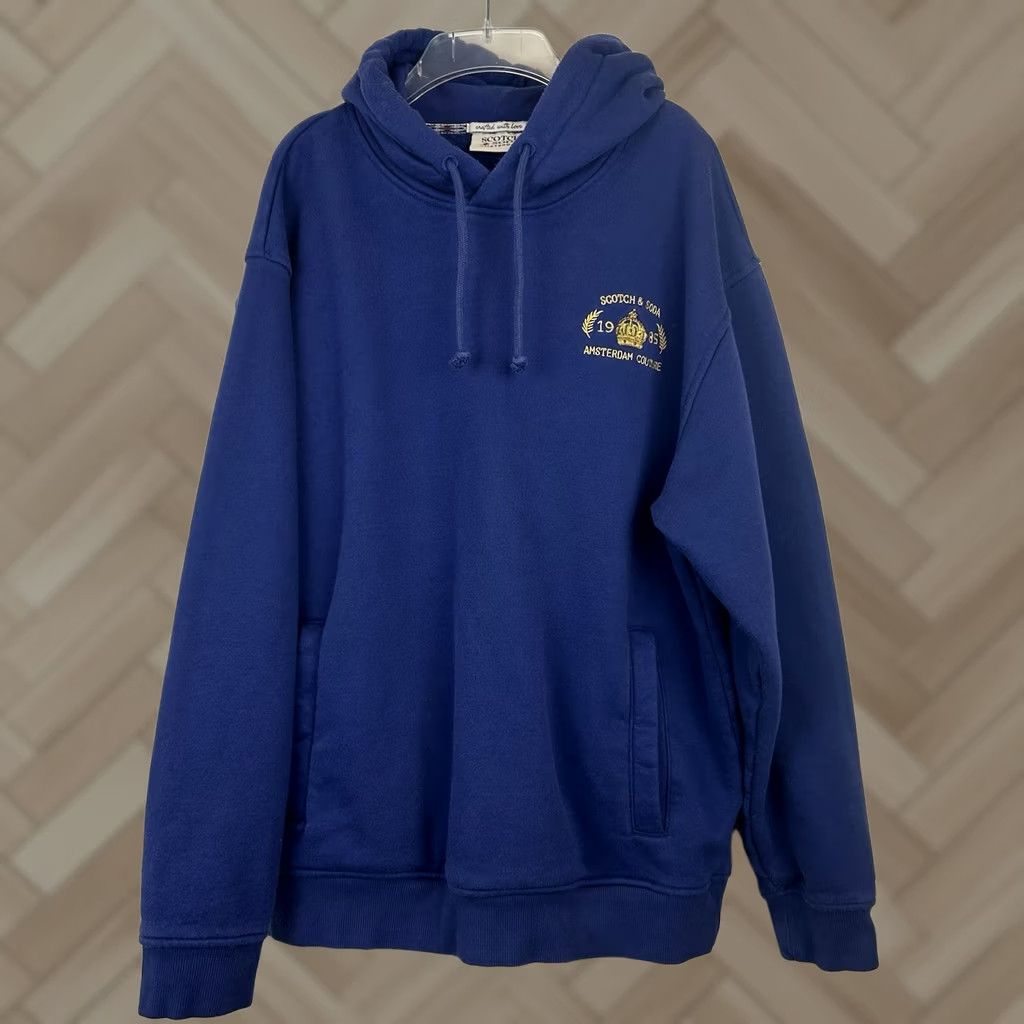 Scotch & Soda Scotch Soda Hoodie Mens XL Blue Embroidered Evening Skies Casual Size US XL / EU 56 / 4 - 1 Thumbnail