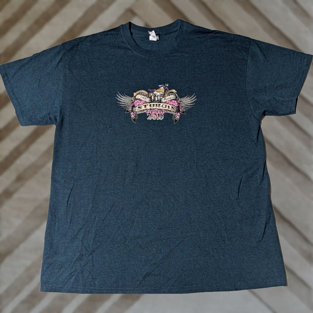 Gildan STURGIS BLACK HILLS 75TH ANNUAL MOTORCYCLE RALLY 2015 Men XL Blue T-Shirt EUC Shirts Mens XL Blue Sturgis 75th Electric 2015 Size US XL / EU 56 / 4 - 1 Thumbnail