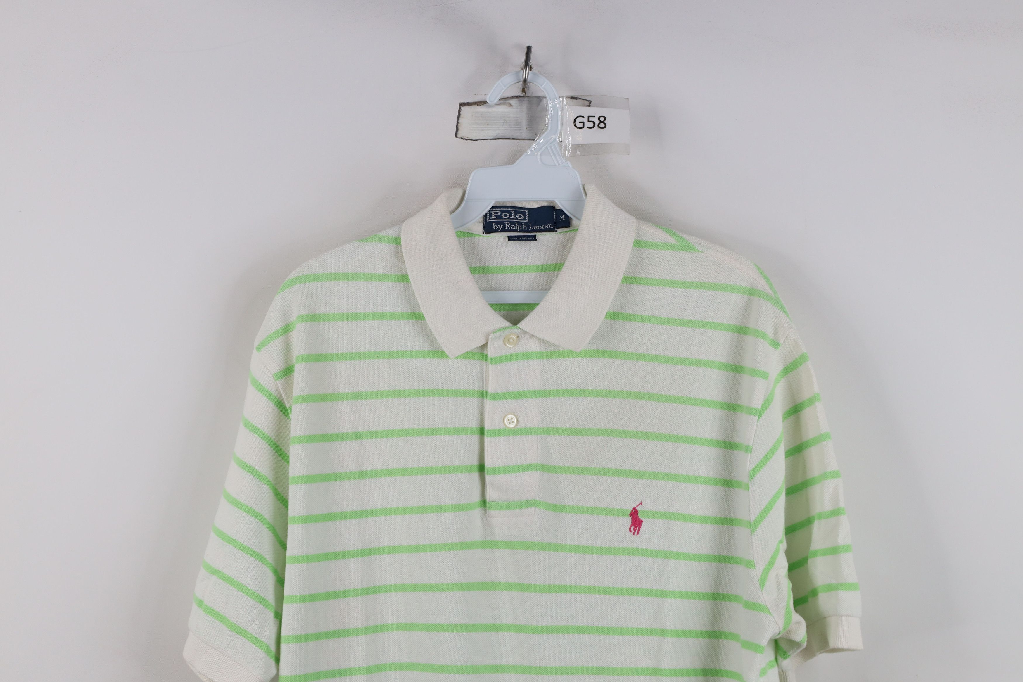 Ralph Lauren Vintage Ralph Lauren Cotton Striped Golf Polo Shirt White Size US M / EU 48-50 / 2 - 2 Thumbnail