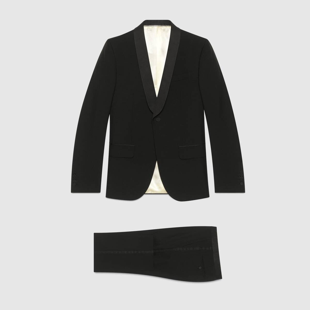 Gucci oc11z1025 Tapered Wool Mohair Tuxedo Suit in Black Size US S / EU 44-46 / 1 - 1 Thumbnail