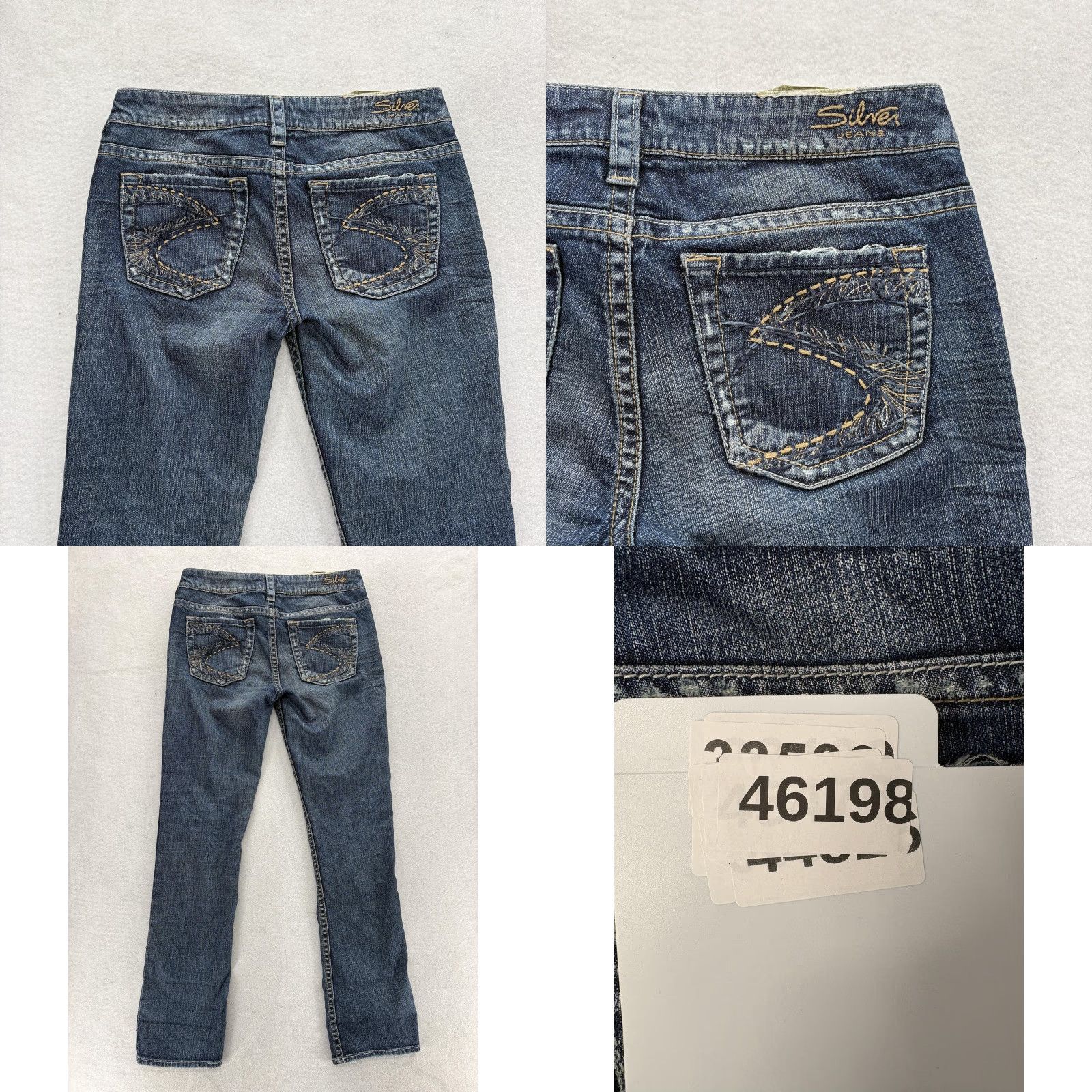 Silver Jeans Co. Silver Jeans Lydia Straight Womens 29x32 Dark Wash Mid Rise Jeans Y2K Grunge Size 29" - 9 Thumbnail